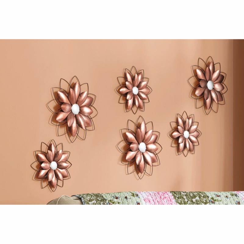Set of 2 Copper-Colored Wall Flowers - MIDNIGHT VELVET CATALOG