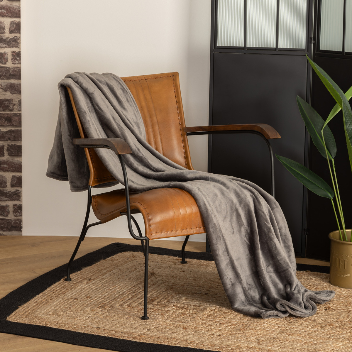 Flannel plaid Slate grey, 130x180 cm