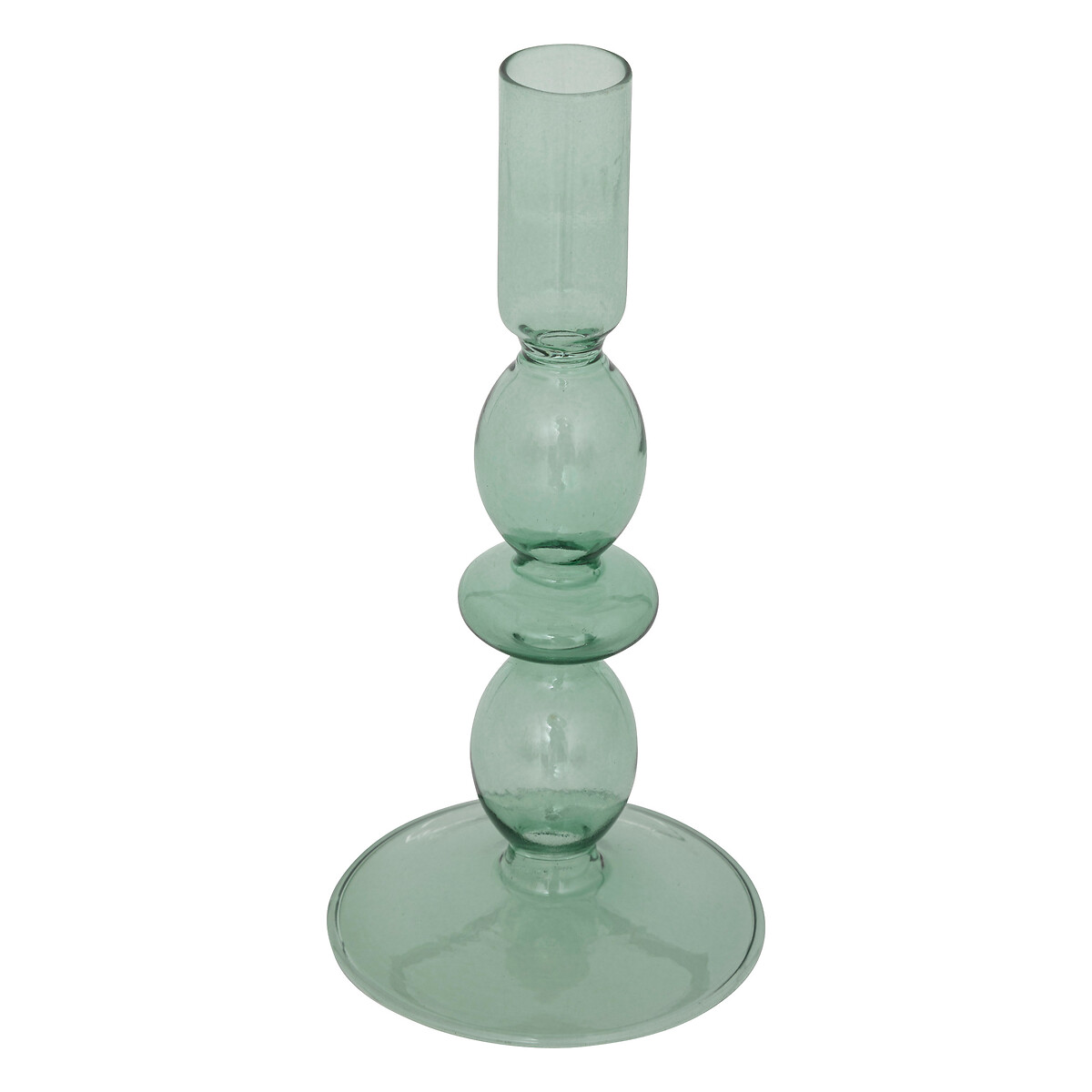 Candlestick, glass Green, H.19 cm