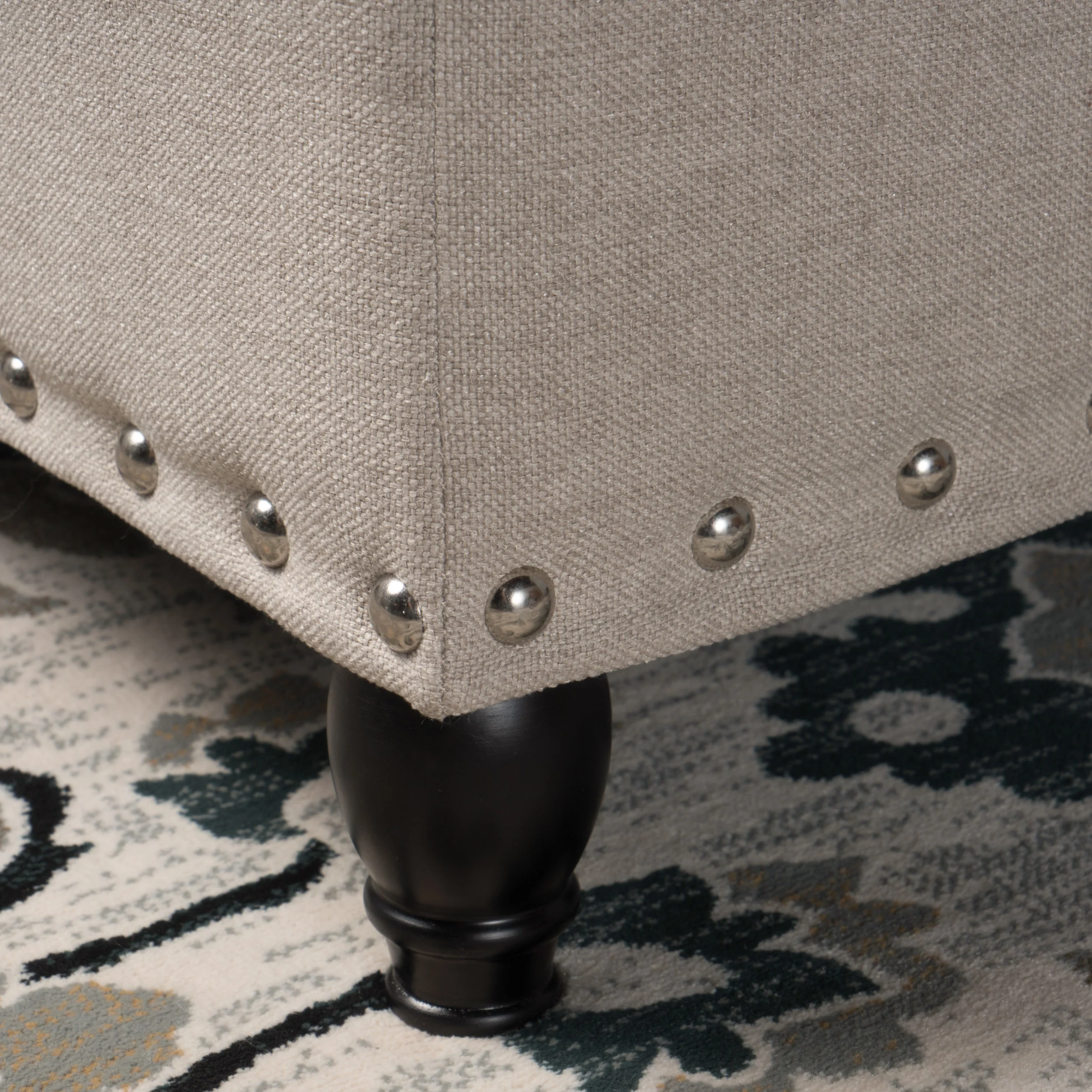 Noble House Hampton Contemporary Fabric Upholstered Storage Ottoman, White and Blue Floral - Image 96