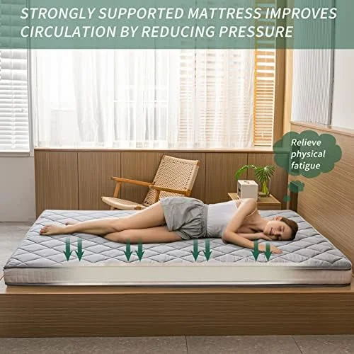 Japanese Floor Futon Mattress King Size, Floor Bed for Adults, Roll Up Folding Mattress, Diamond Patterned Japanese Futon Bed, Dark Grey - Image 15