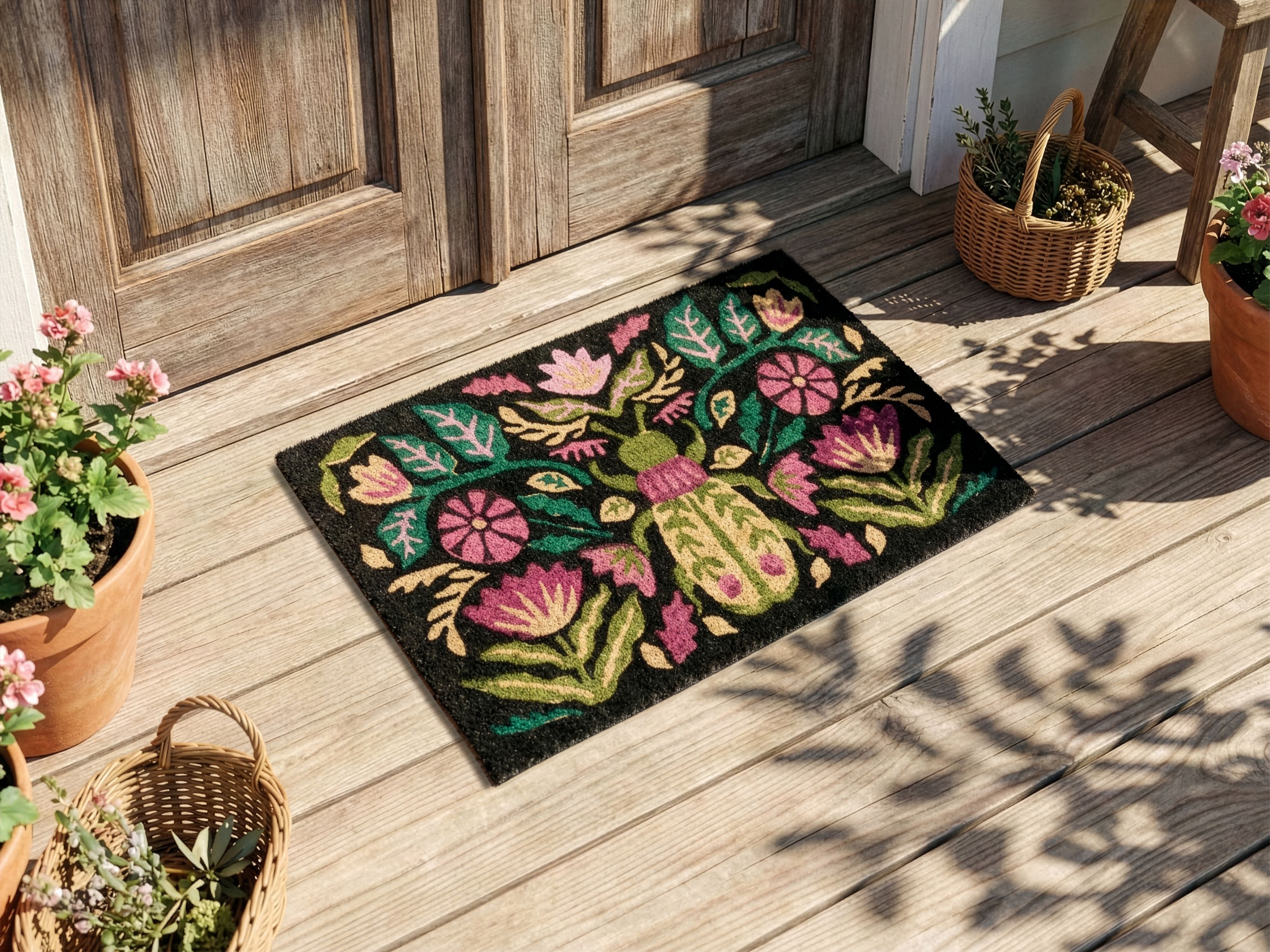 Doormat SELAWIK Multicolour 50 x 80 cm Flower Coir