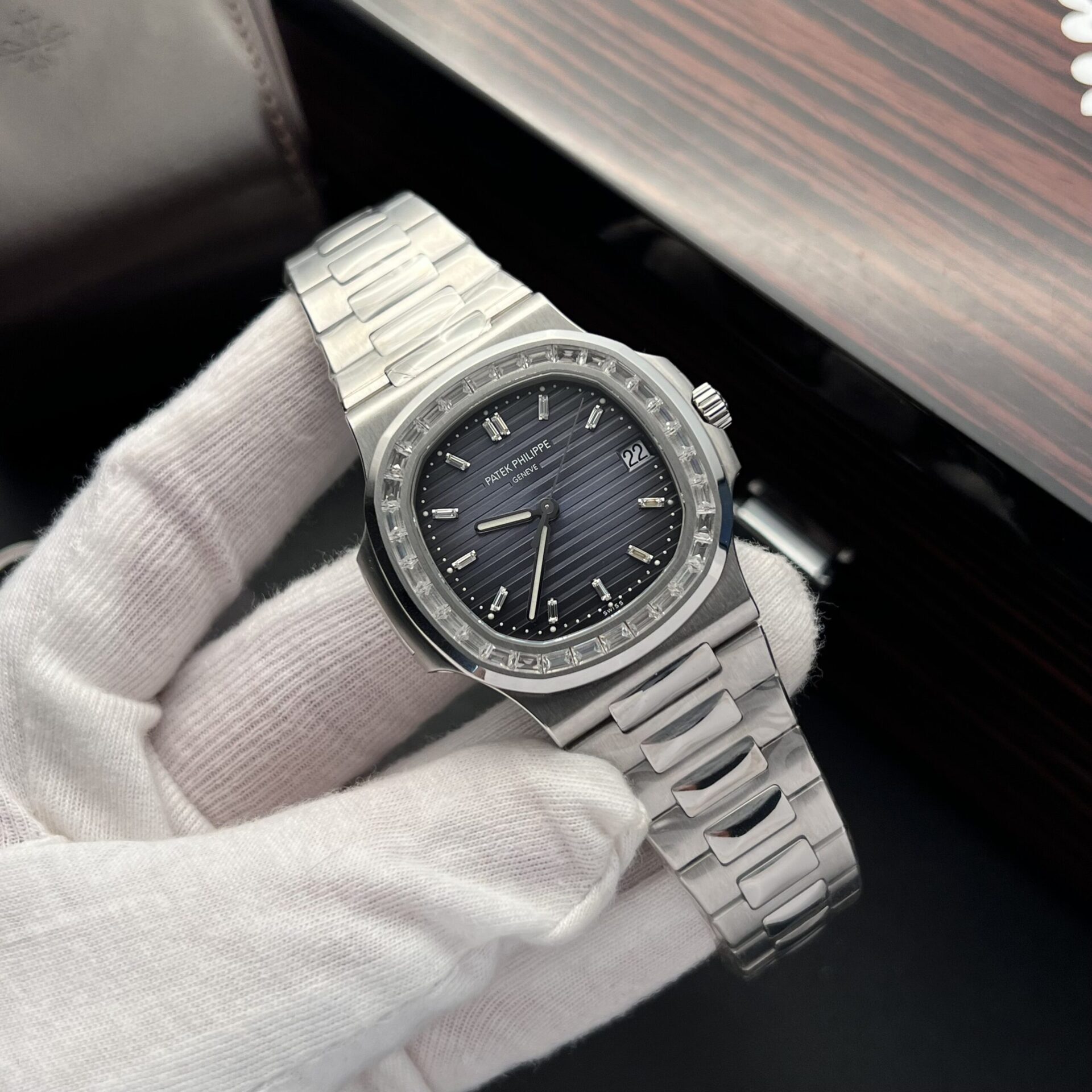 Patek Philippe Nautilus 5723 Replica 11 Watch Blue Dial With Diamond Bezel 40mm - Top club