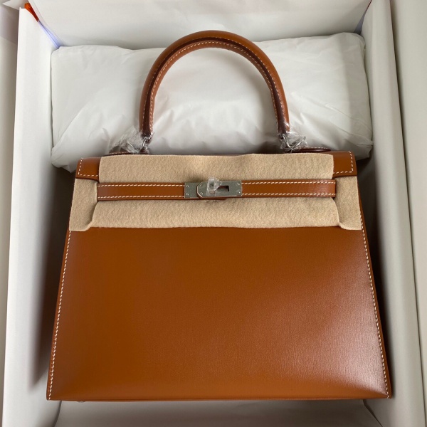 Hermès Kelly 25 Box Leather – Caramel Color1:1High-quality replica