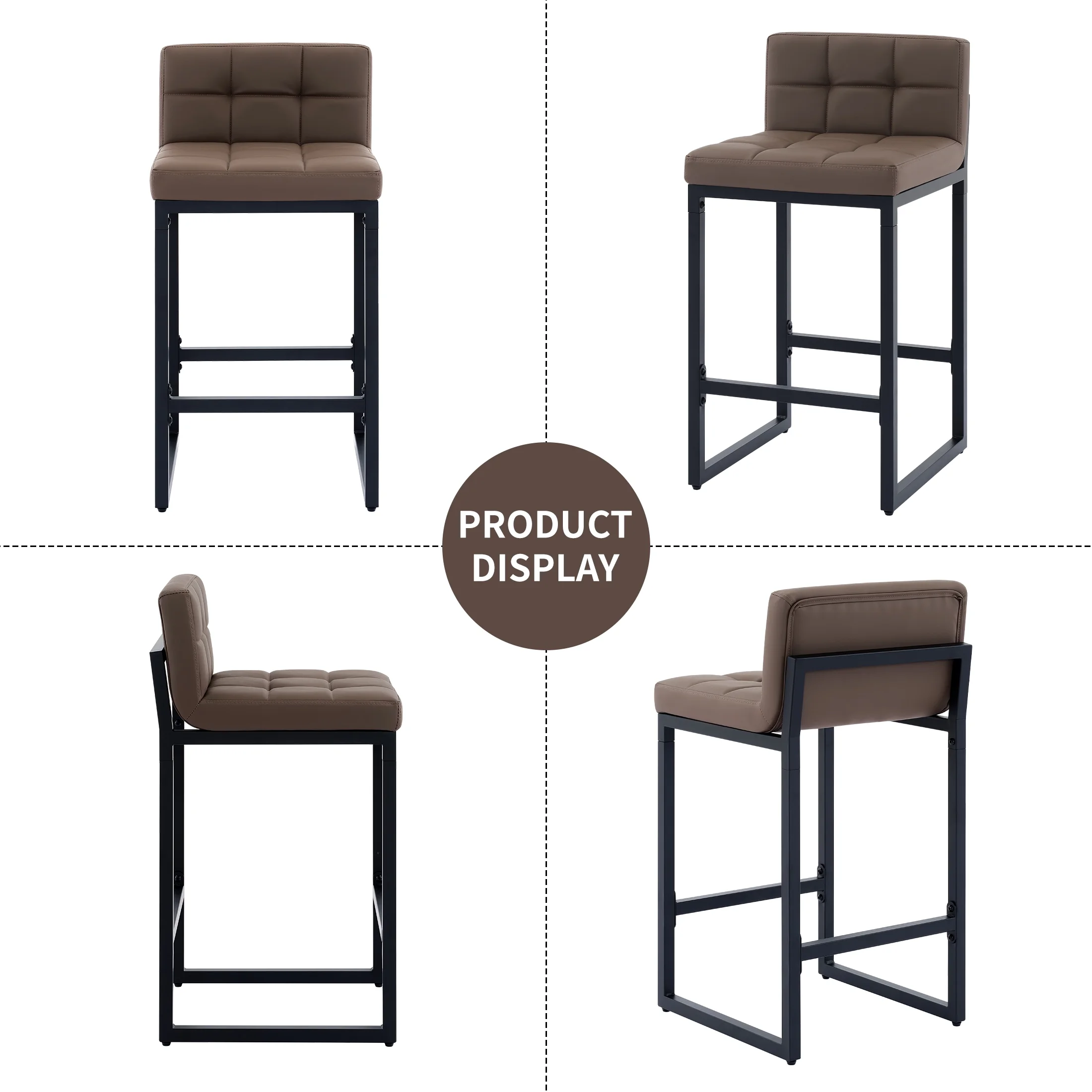 FIRAVOE Bar Stools Set of 3, Counter Height Bar Stools (Low Back)(Thickened Frame) 26" PU Leather Barstools Bar Chairs for Kitchen Island, Black - Image 24