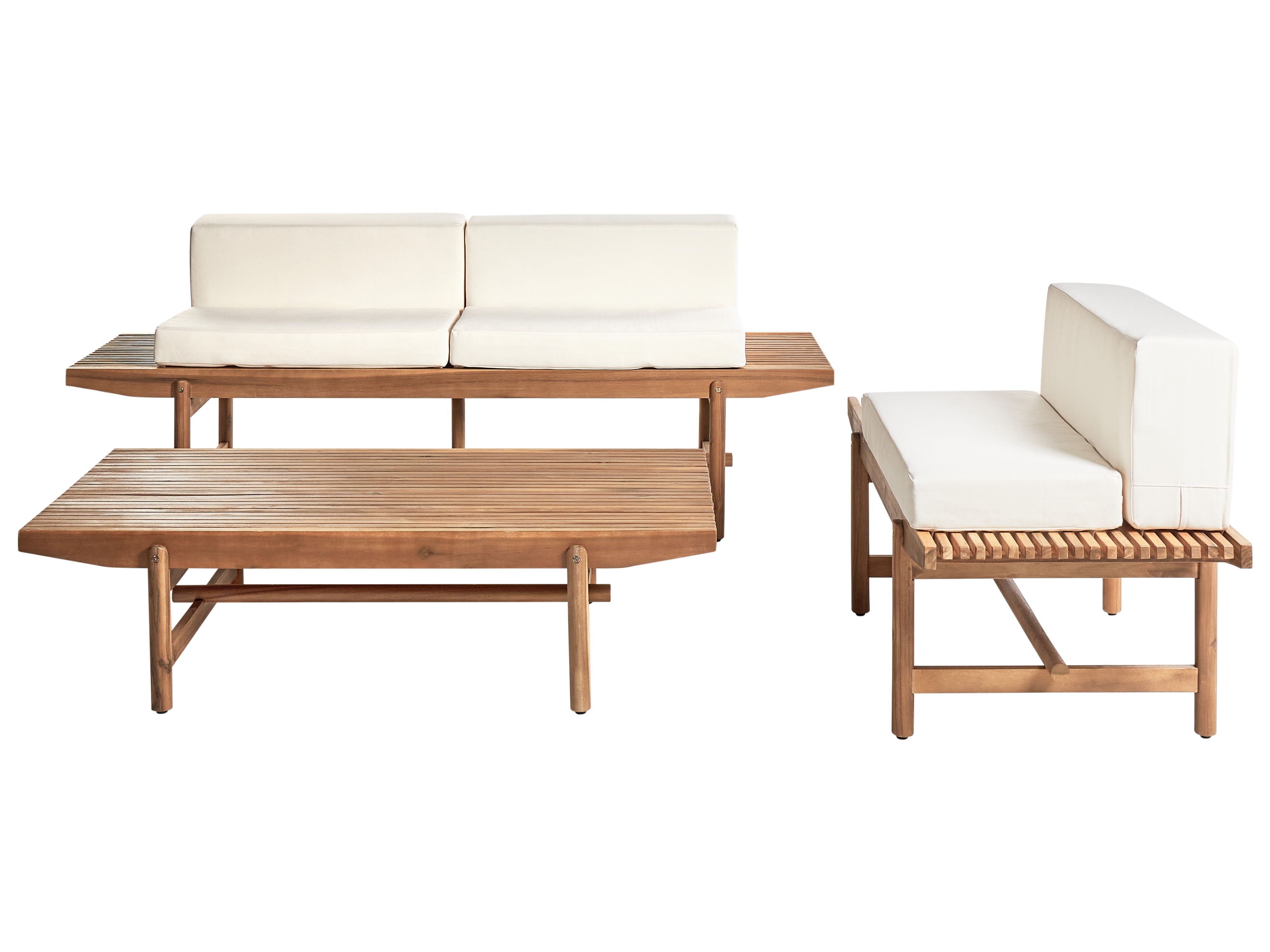 Garden Lounge Set with Table 3 Seater GIAVENO Acacia Wood Off-White