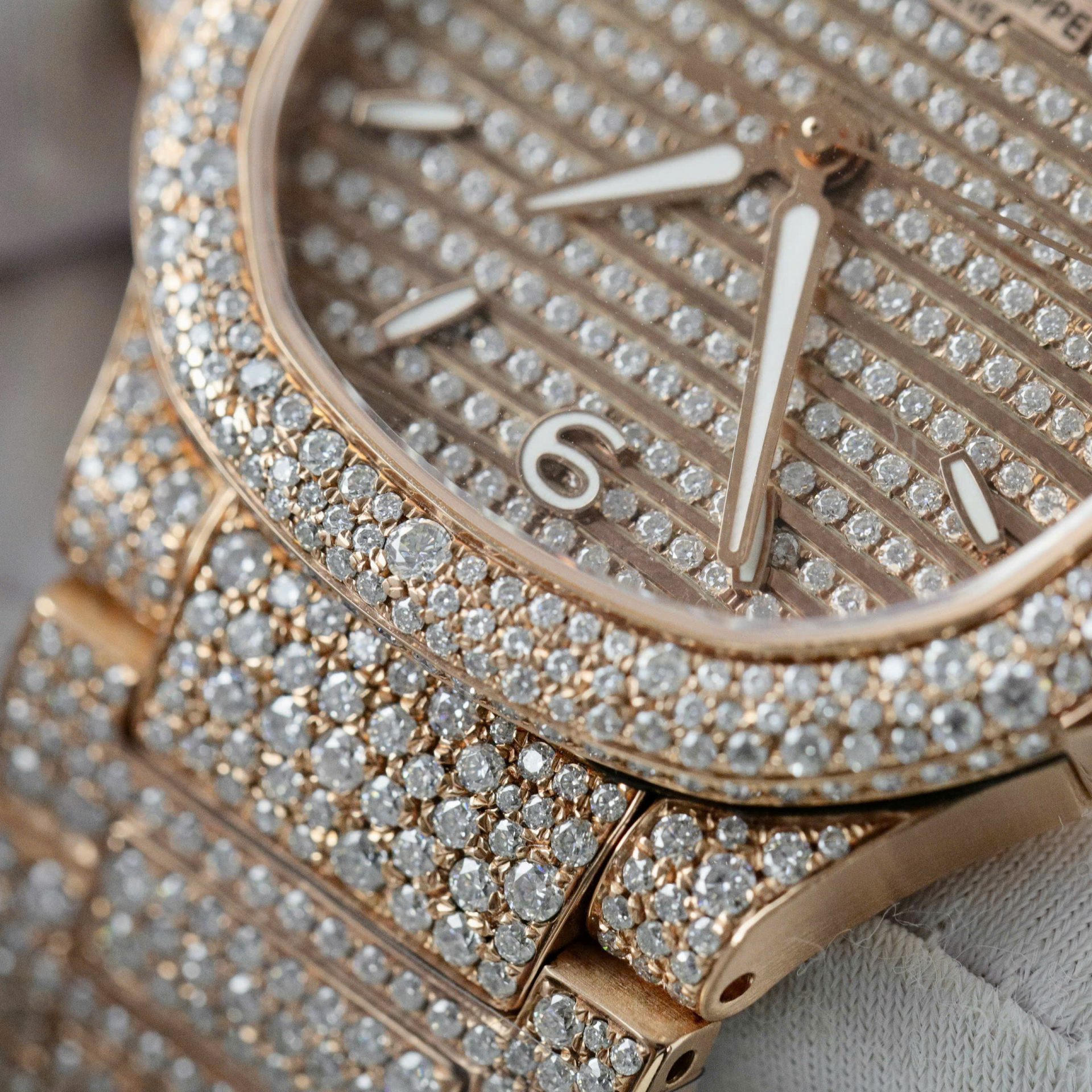 Patek Philippe Nautilus 7118 Replica Watch Gold Wrapped + Moissanite Diamonds Custom 35.2mm - Top club