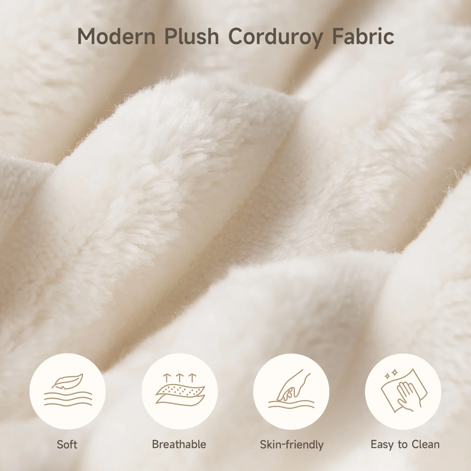 65" Corduroy Cloud Sleeper Chaise Lounge Chair, No Assembly Sofa Bed with Pillows, Beige - Image 5