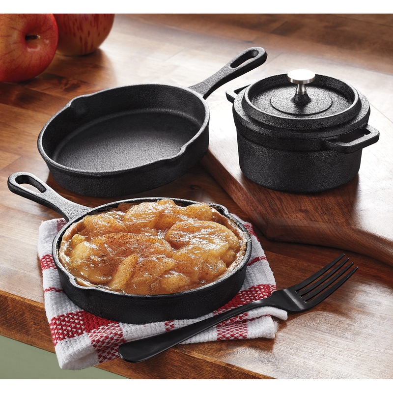 4-Piece Pre-Seasoned Cast Iron Mini Cookware Set - MIDNIGHT VELVET CATALOG
