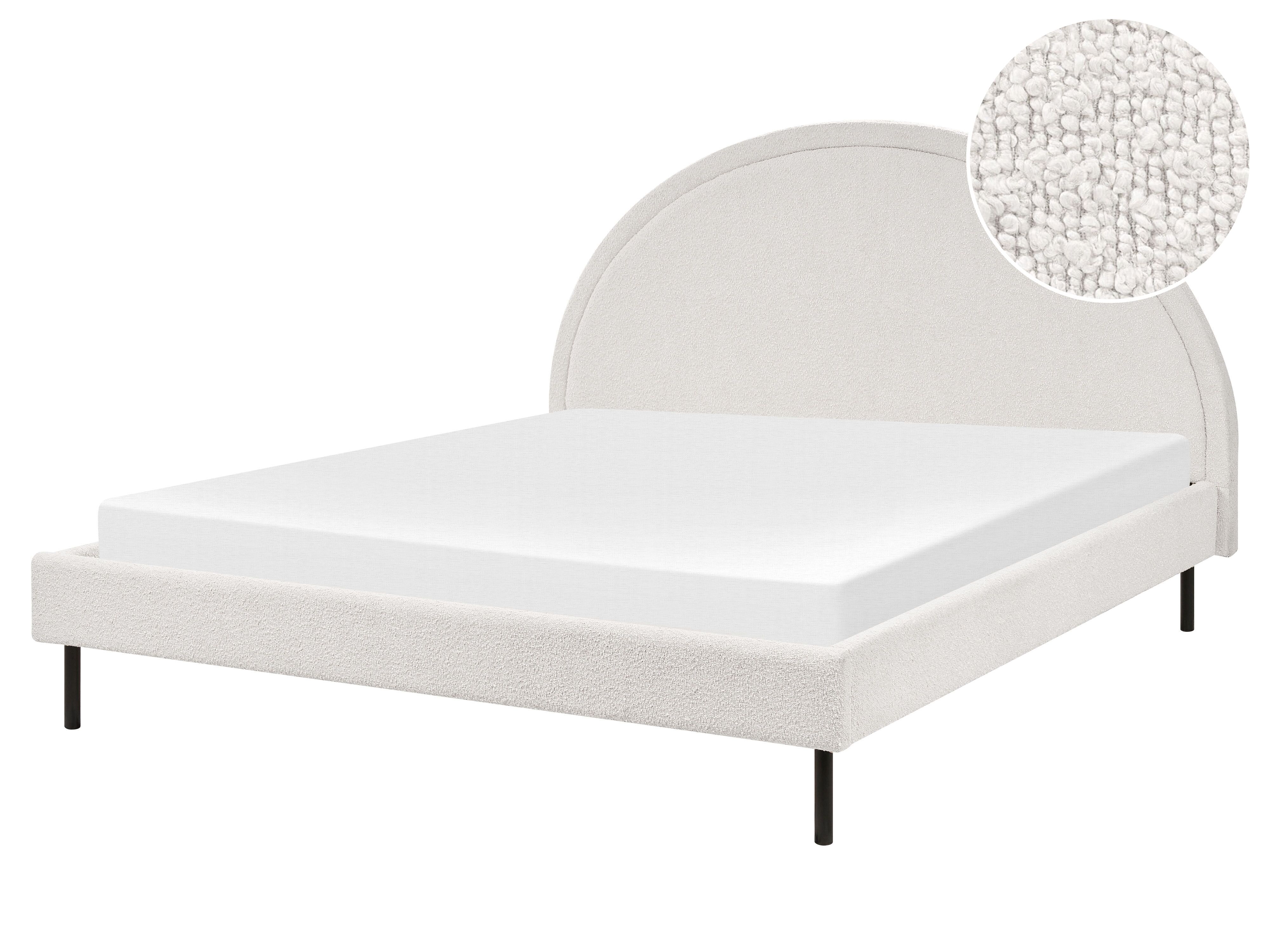 Bed Boucle MARGUT 160 x 200 cm (EU King Size) White