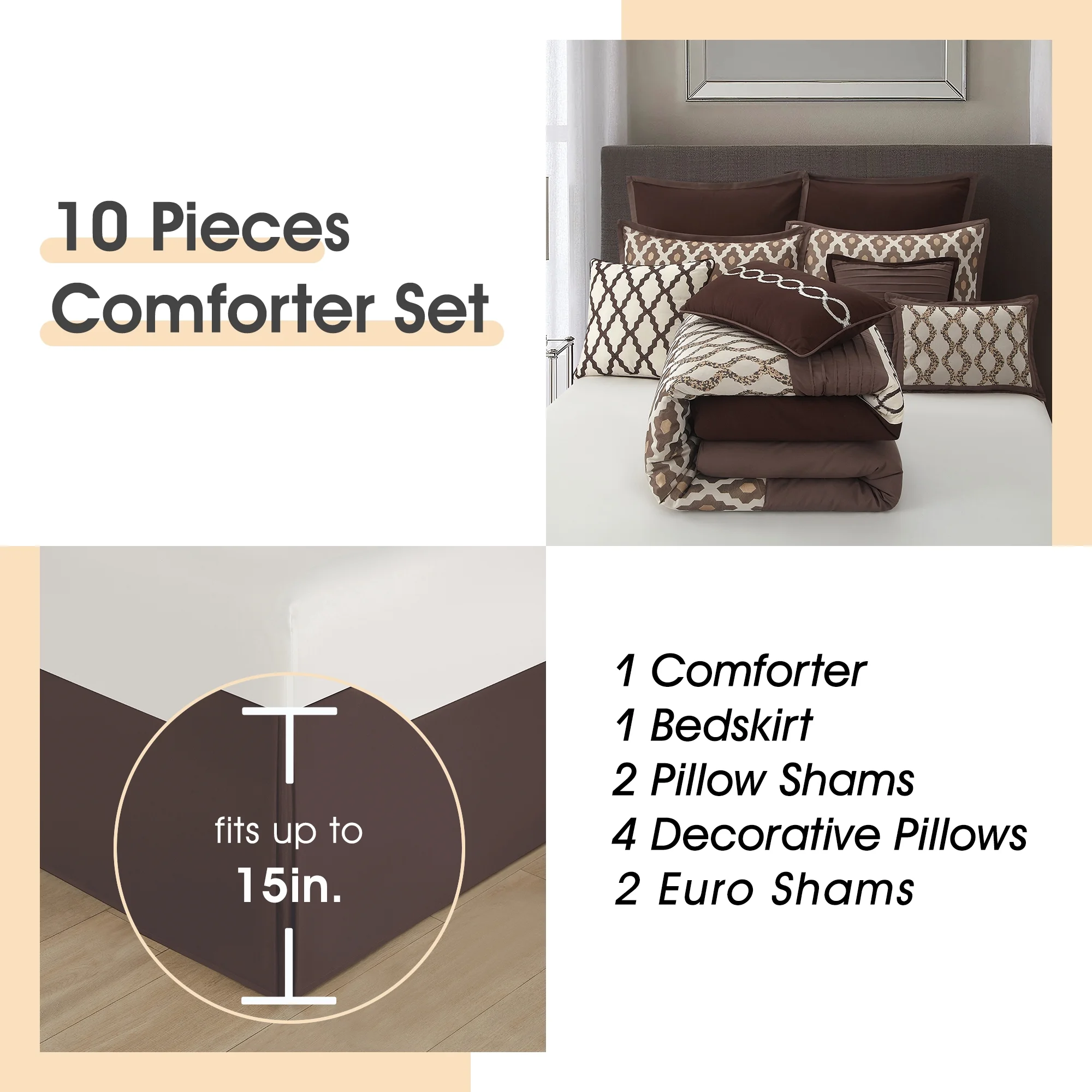 LANCO MODERN LIFESTYLE King Size Comforter Set, Burgundy, 10 Piece Bed in a Bag for All Seasons, Luxury Extreme Comfort Bedding Sets with Bedskirt, Pillow Shams, Euro Shams and Decor Pillows - Image 28