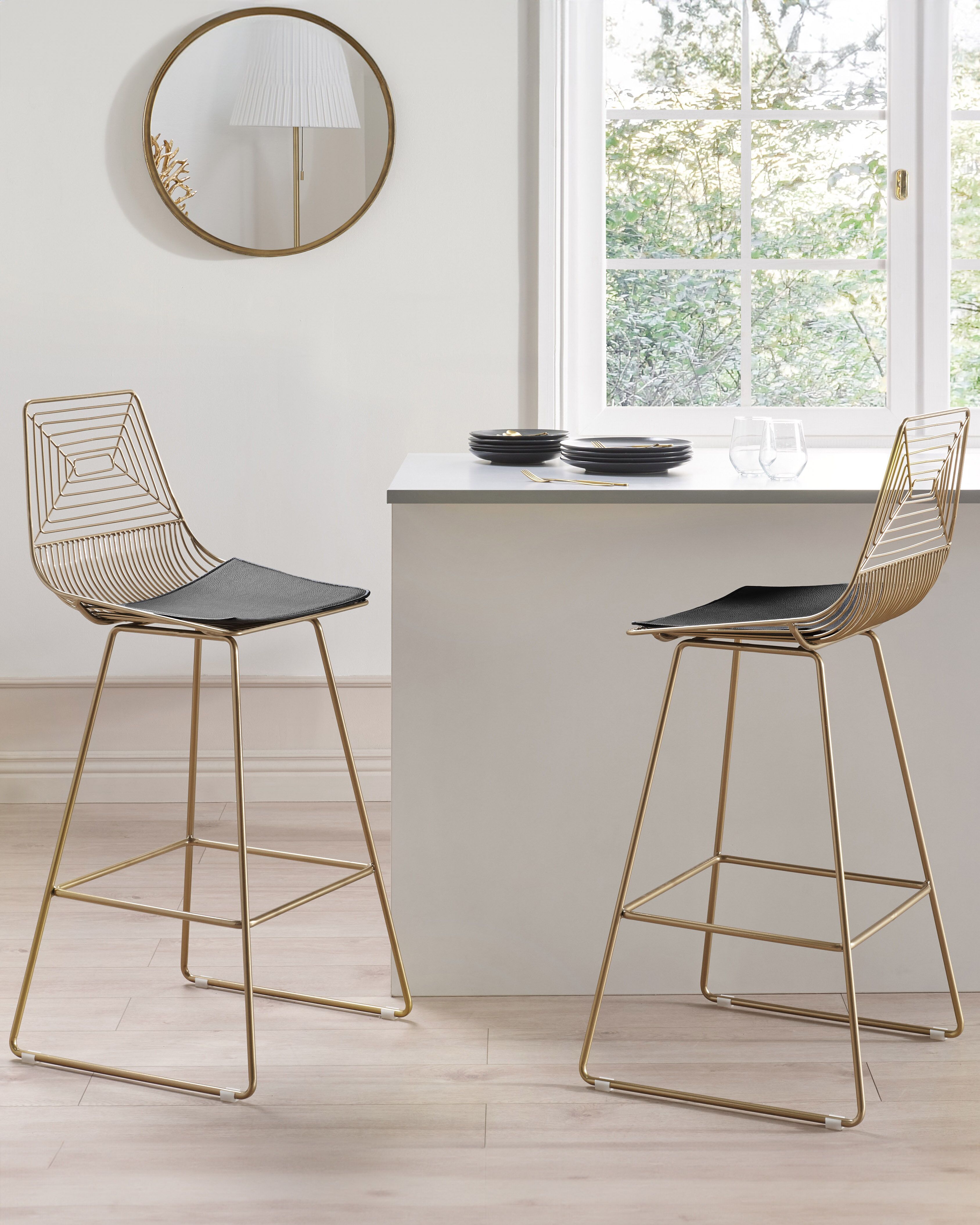Set of 2 Bar Chairs BISBEE Metal Gold