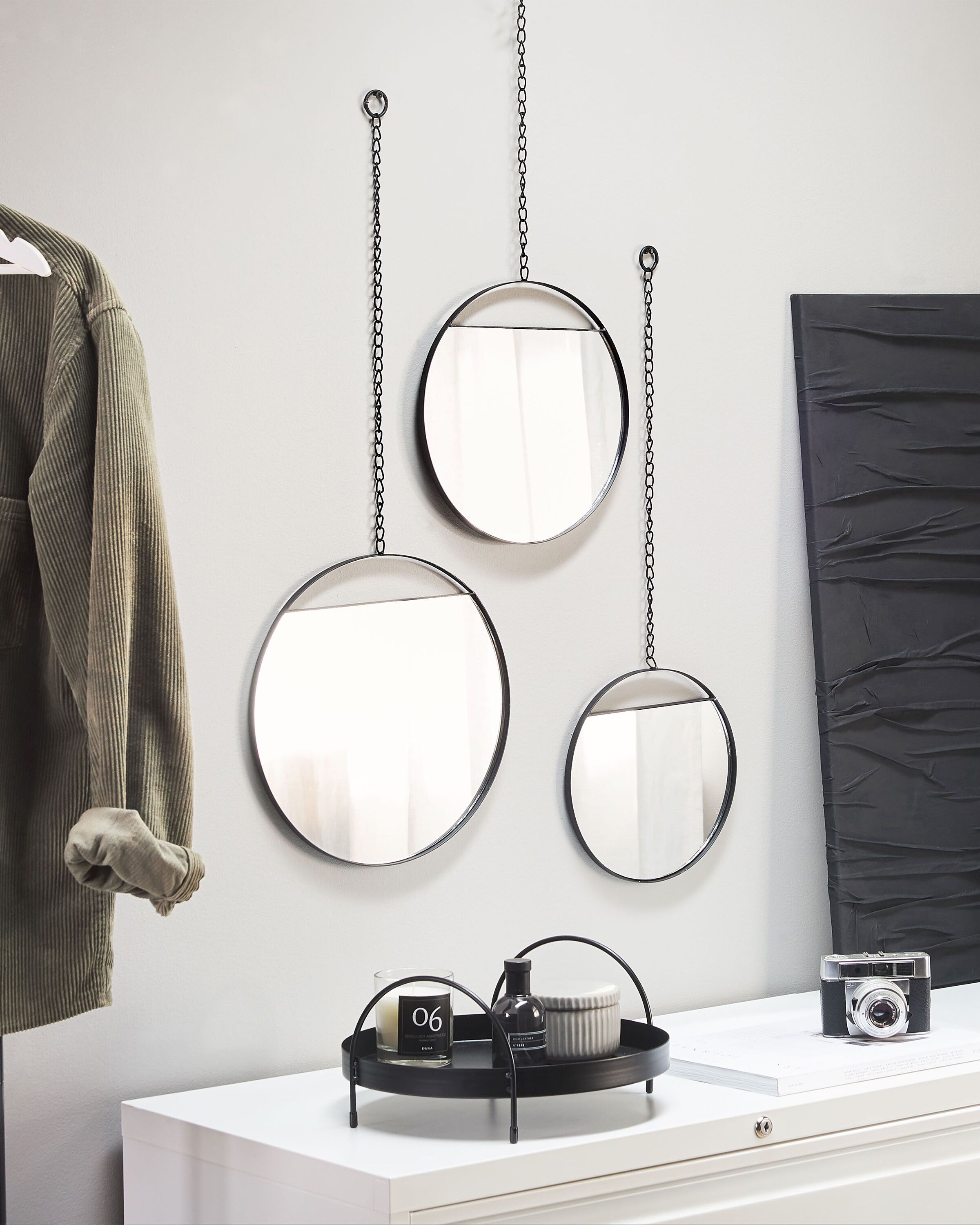 Wall Mirror ODOS 33/29/24 cm 80/75/69 cm Metal Black