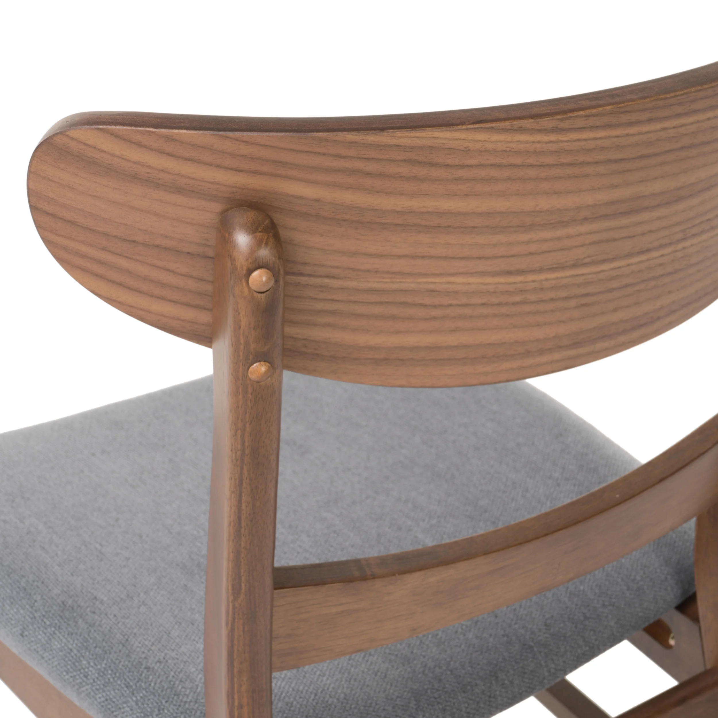GDFSTUDIO Mid Century Modern Fabric Upholstered Rubberwood Dining Chairs, Set of 2, Dark Gray and Walnut - Image 8
