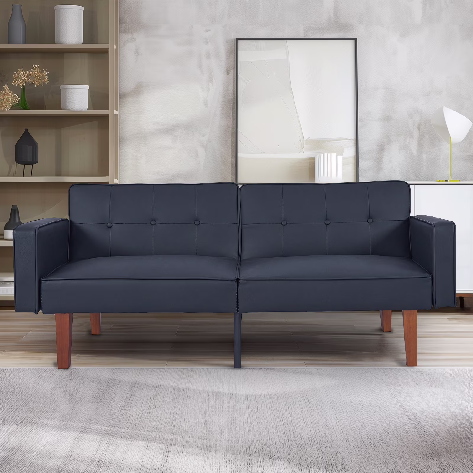 Sofa Bed, Convertible Memory Foam Futon Couch, Adjustable Sleeper Sofa Bed for Living Room, Gray - Image 3