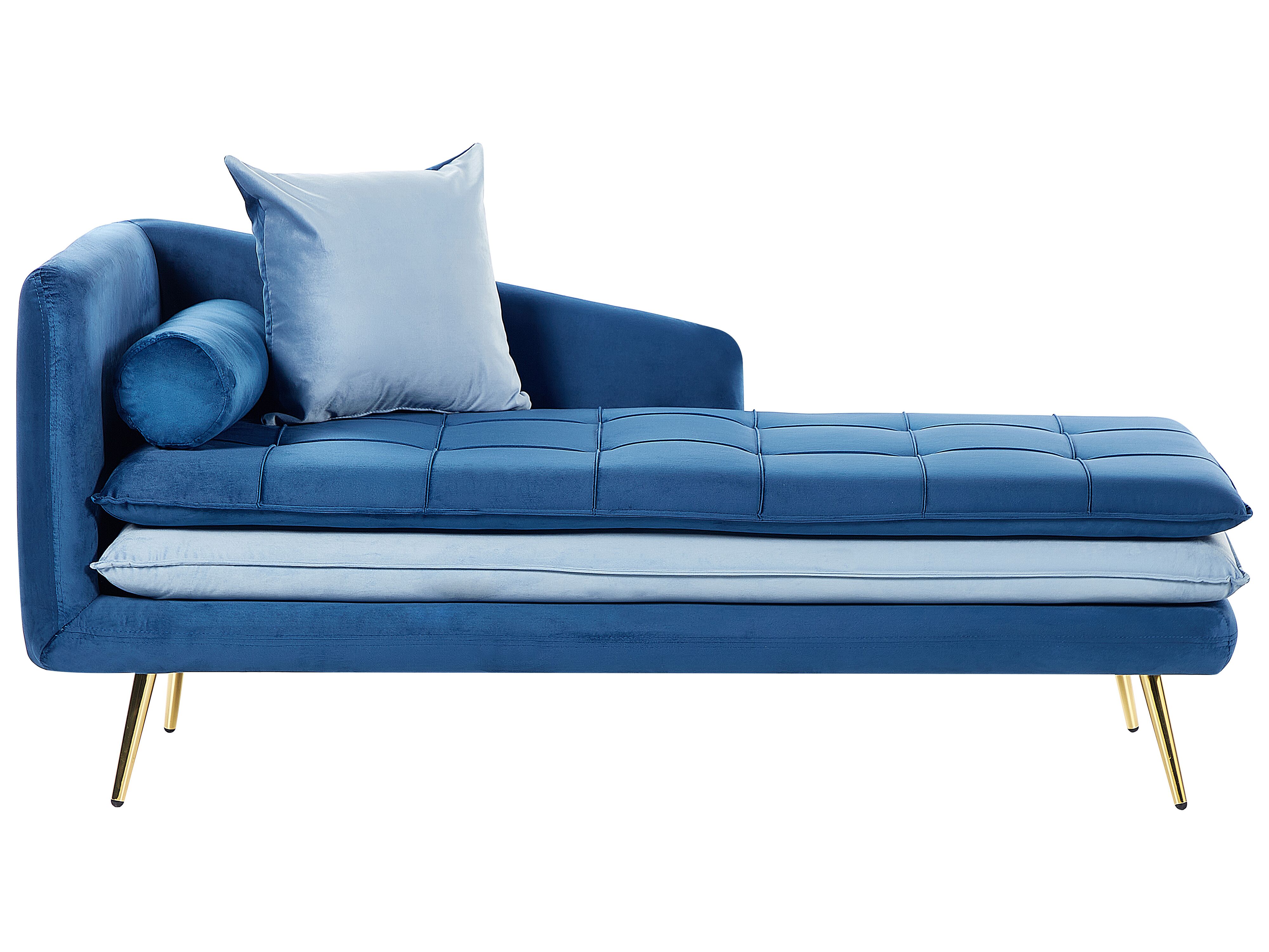 Left-Hand Chaise Lounge GONESSE Velvet Blue
