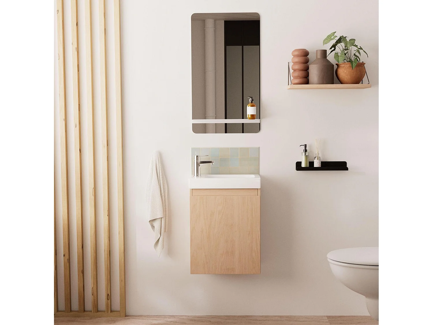 Meuble lave-mains LISA + miroir tablette