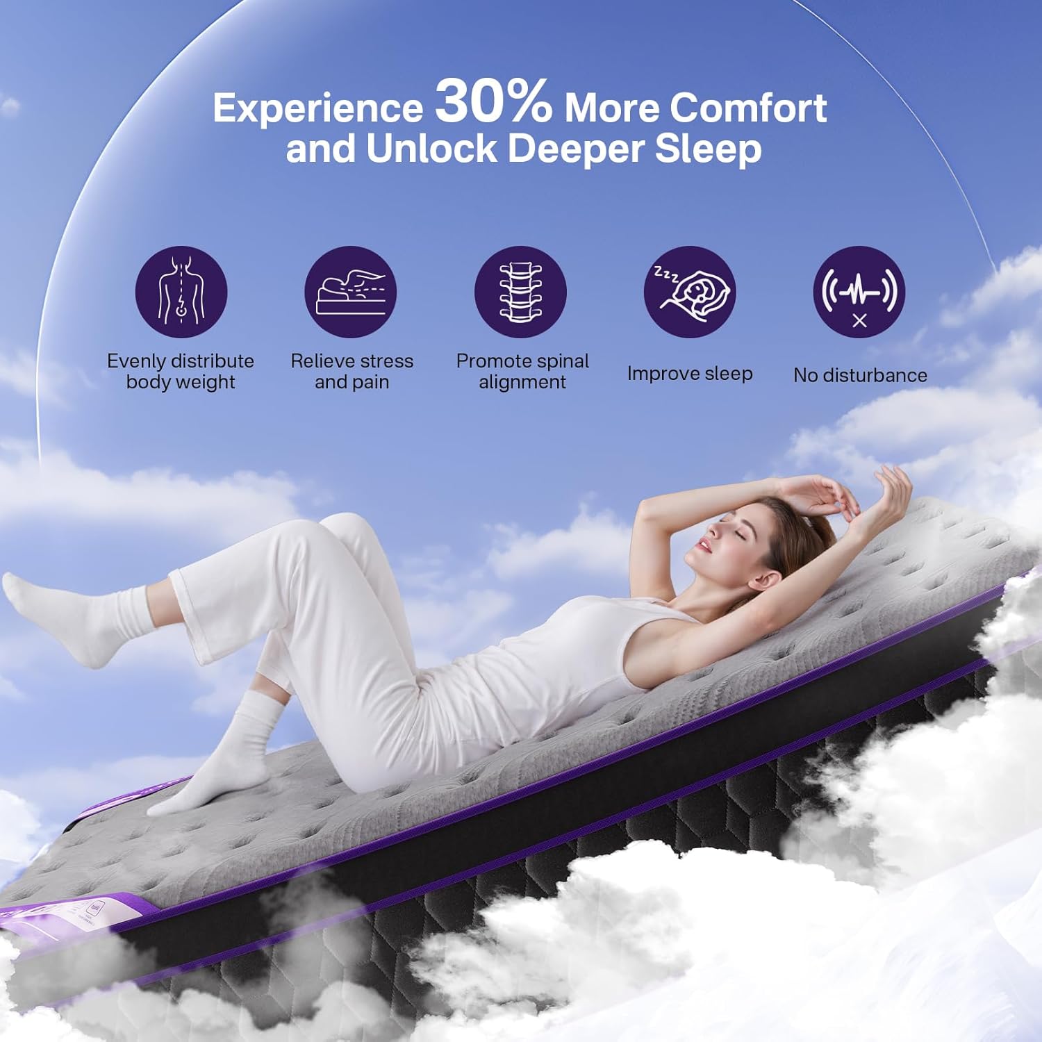 Orthopedic Firm Queen Size Mattress, 14 Inch Deluxe Hybrid Queen Mattress in a Box, Cooling-Gel Memory Foam&Pocket Spring, Pressure Relief, Extra Edge Support, 365-Night Trial (2026 Upgraded Support)