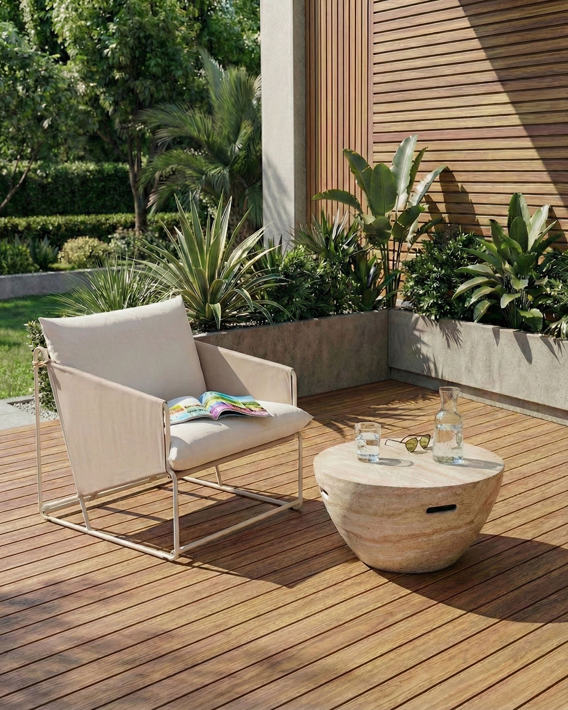 Garden Chair with Cushion PONTE Metal Light Beige