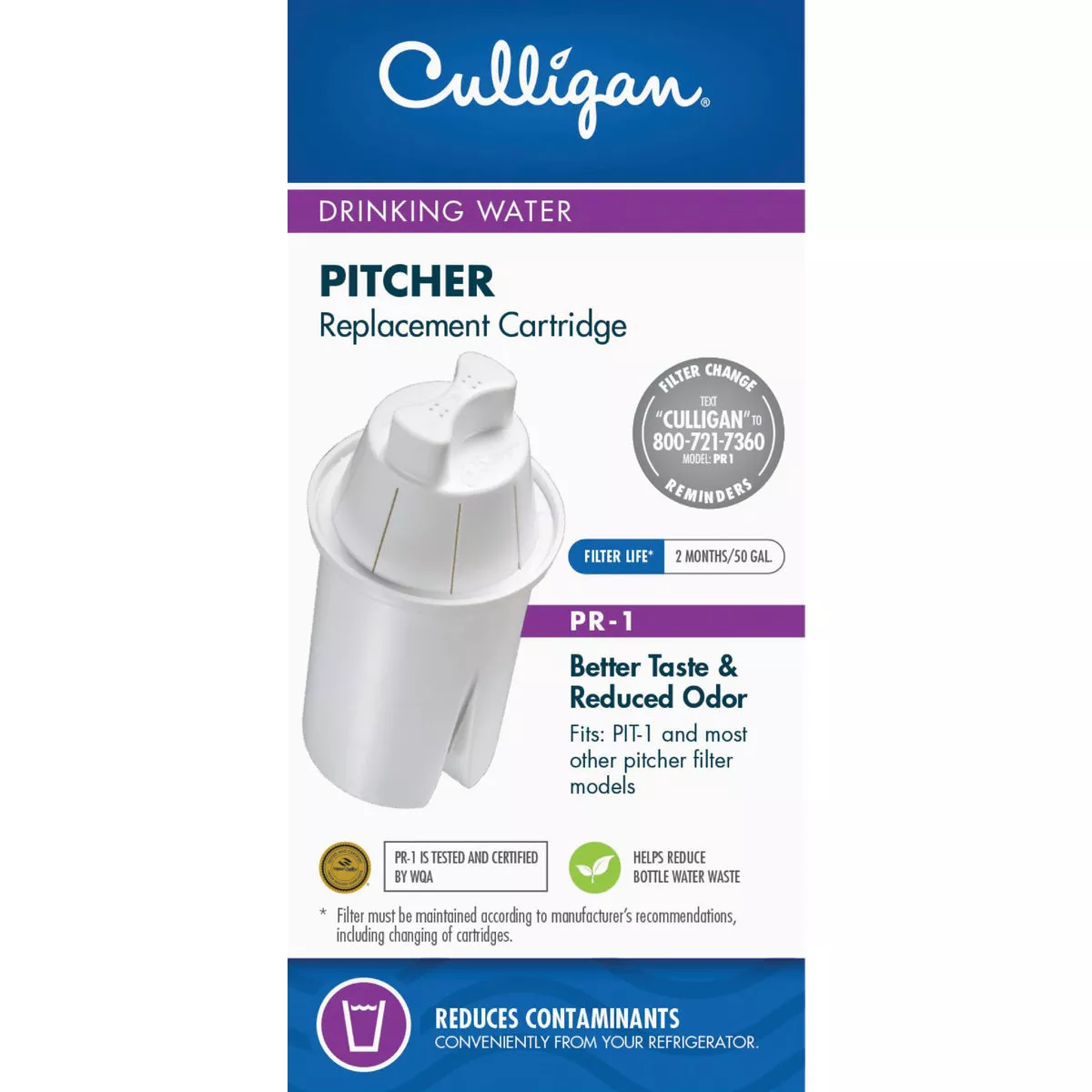 PR Culligan Pitcher Replacement Water Filter Cartridge