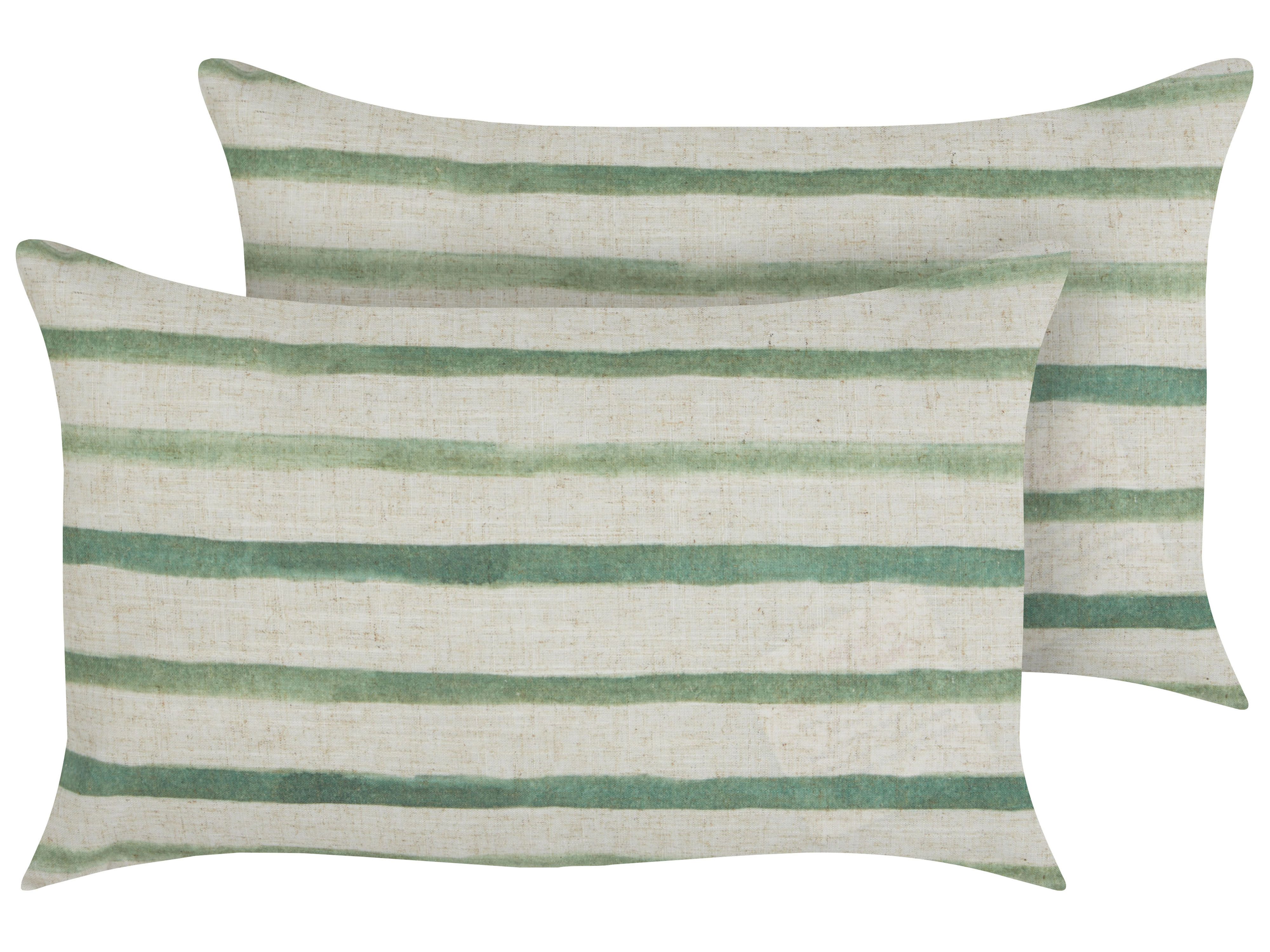 Set of 2 Decorative Cushions KAFRA 30 x 50 cm Green Striped