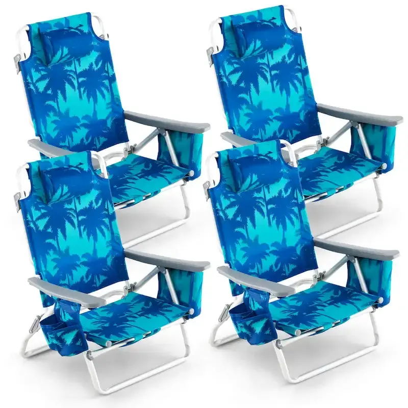 CraftPorch 4-Pack Folding Beach Chairs With 5-Position Recline - Image 6 CraftPorch 4-Pack Folding Beach Chairs With 5-Position Recline - Image 6