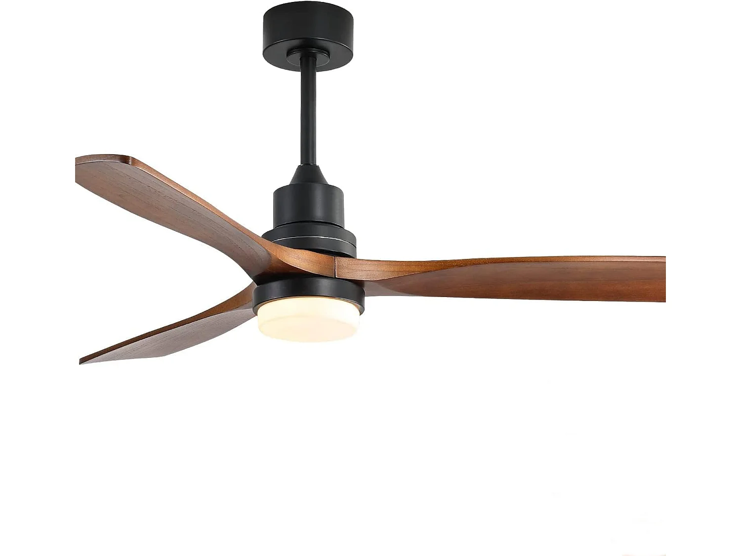 Ventilateur de plafond 132cm 3 pales noyer avec LED, 6 vitesses et timer, Moteur DC réversible, noir