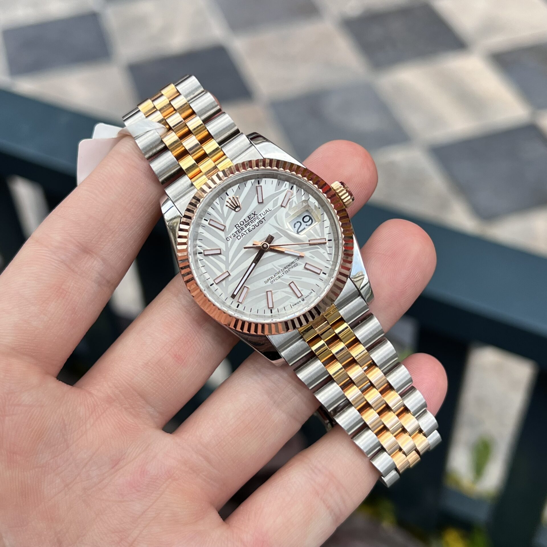 Rolex DateJust Replica 1:1 Watch Palm Leaf Grey Dial GM Factory 36mm - Top club
