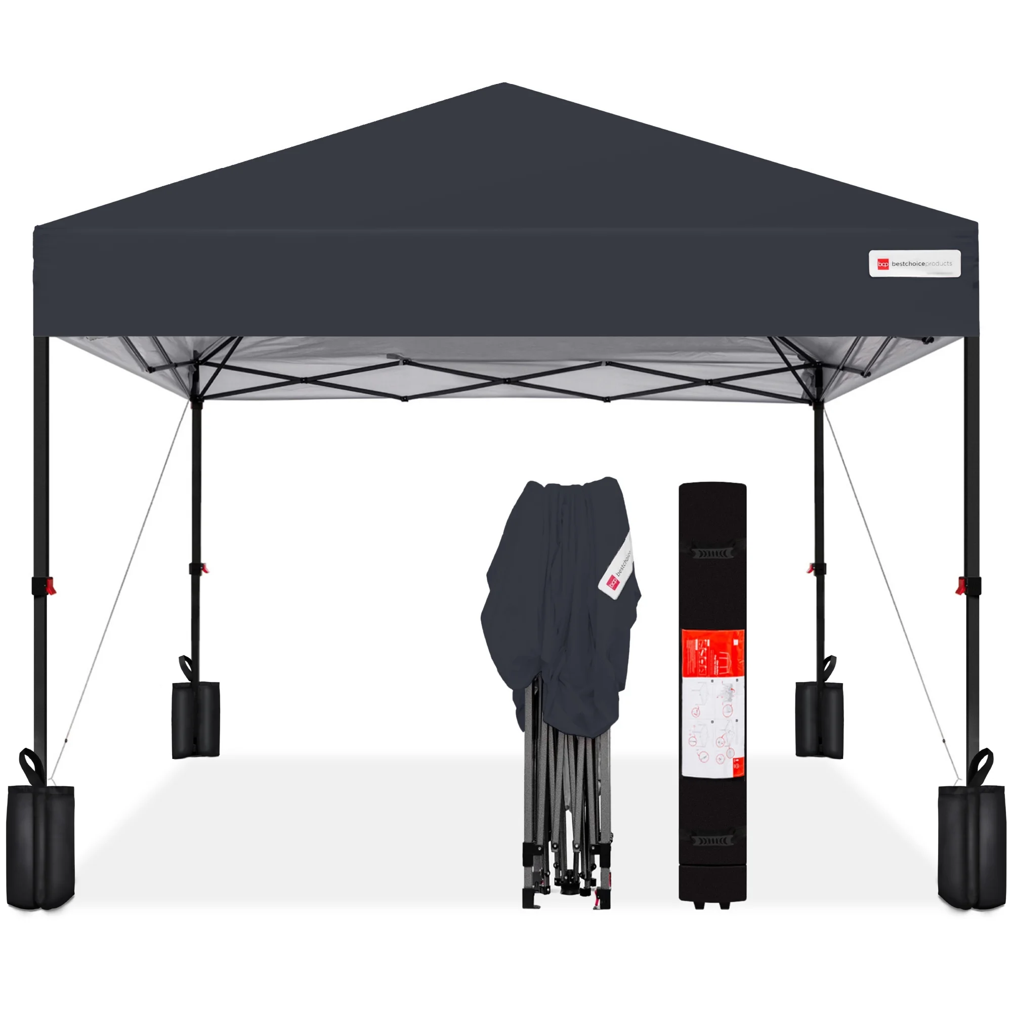Best Choice Products 10x10ft Easy Setup Pop Up Canopy w/ 1-Button Setup, Wheeled Case, 4 Weight Bags - White - Image 245