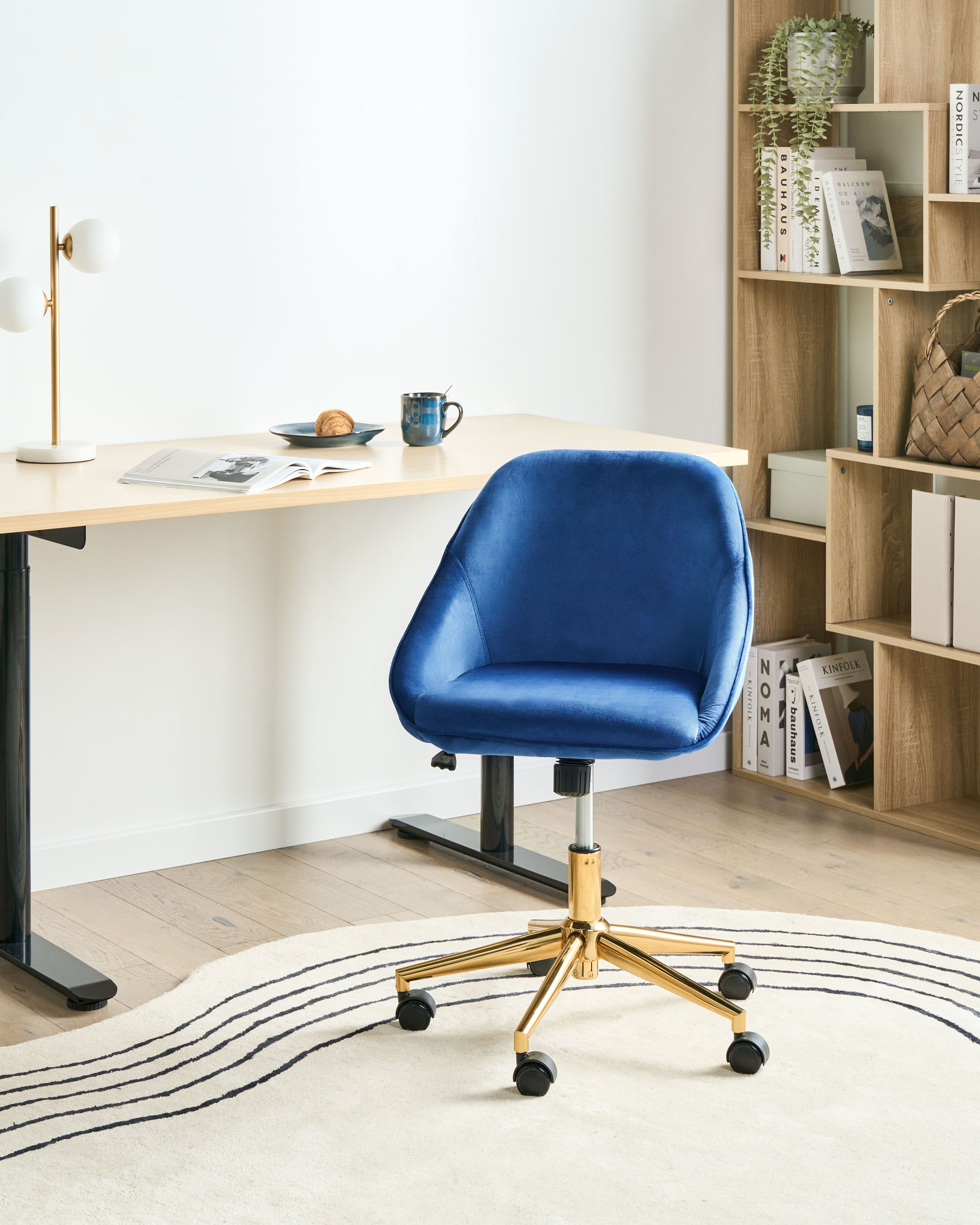 Desk Chair BARDSDALE Velvet Navy Blue