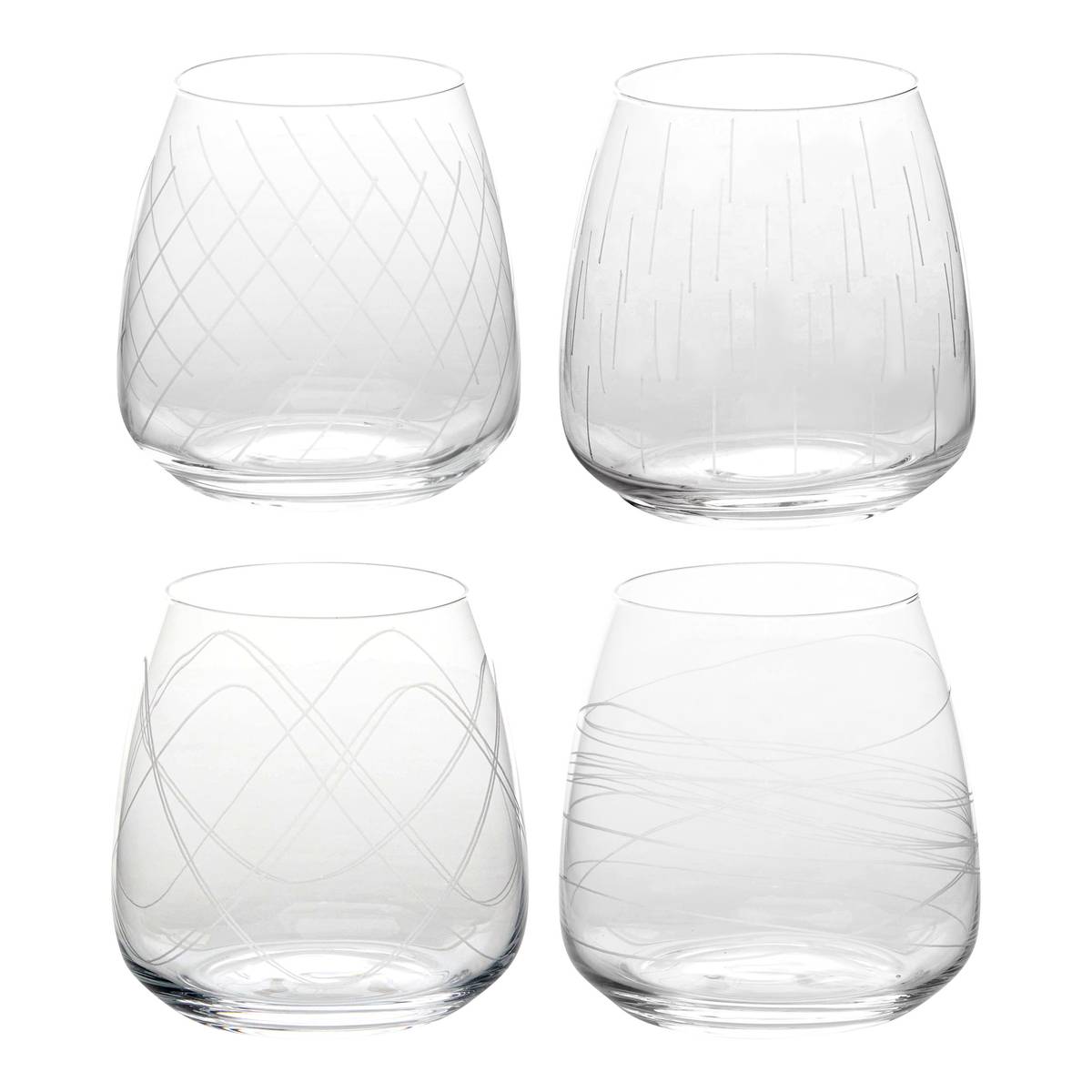 Set of 4 low tumblers "Talia" Crystal, 400 ml, Transparent