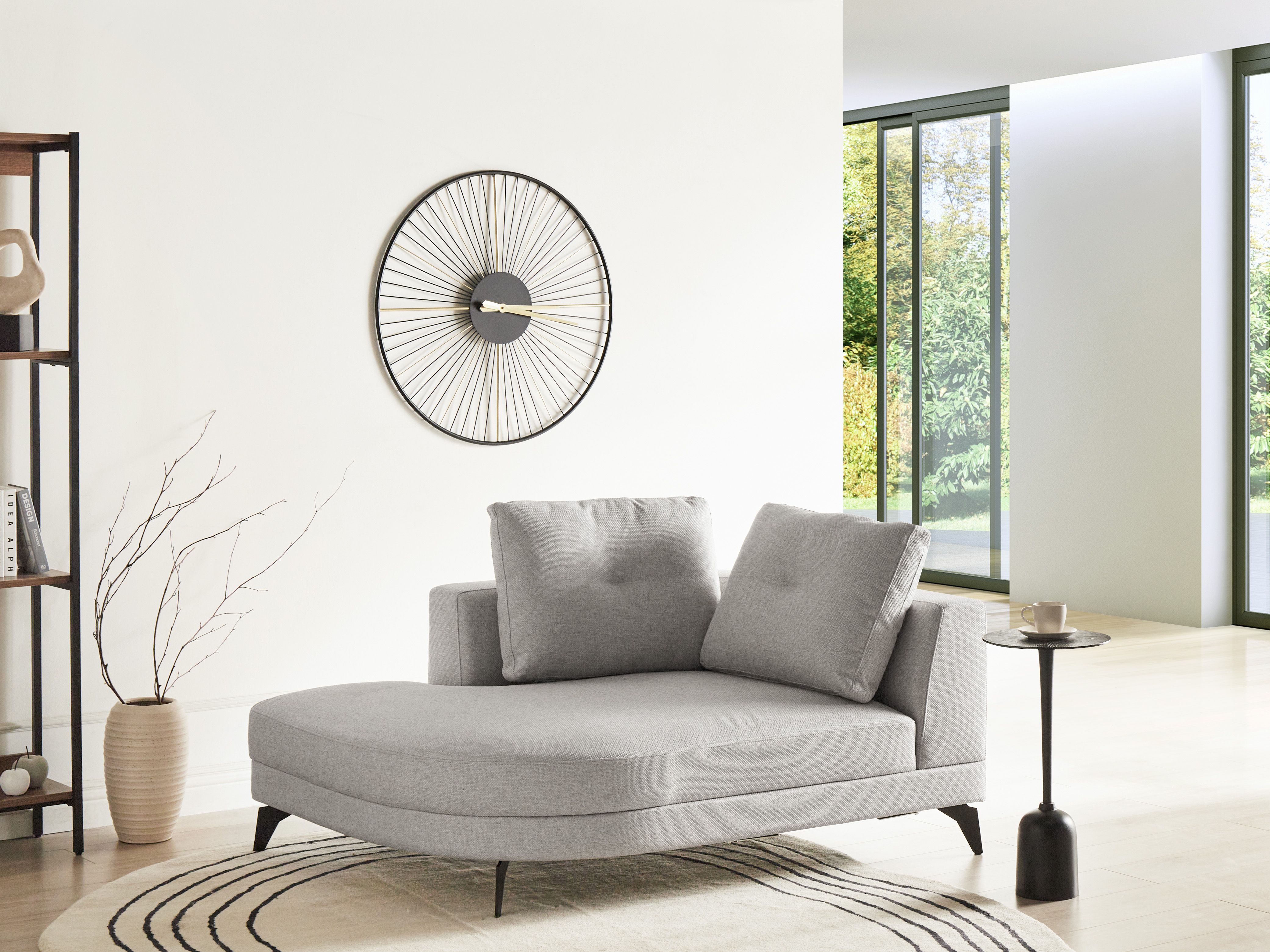Chaise Longue MARUM Faux Linen Grey