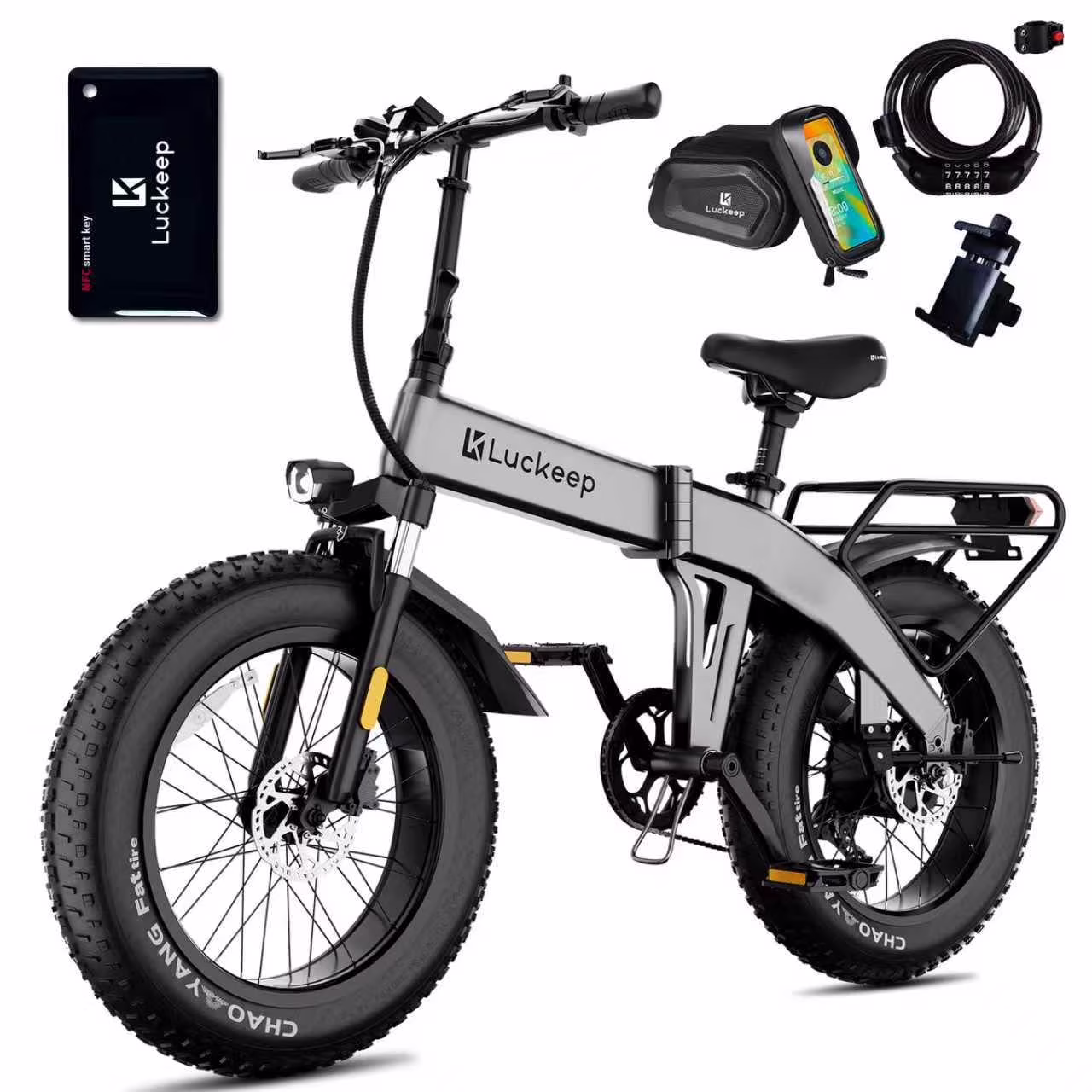 Luckeep X1 Lite Foldable Electric Bike for Adults 1500W Peak Motor,720WH Removable Battery,28MPH 60 Miles Long Range,20"*4" Fat Tire All-Terrain E-bike with Front Suspension,Mountain Electric Bicycle - Image 13