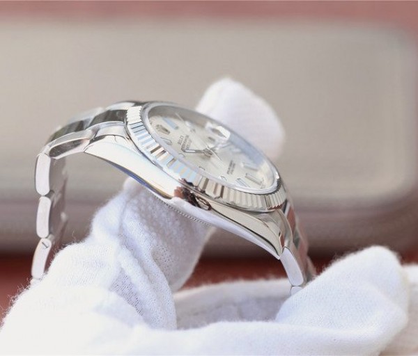 Replica Rolex DateJust 41mm 126334 Noob Fluted Bezel Silver Dial Stick Markers Bracelet A3235 - Elite Watch Atelier