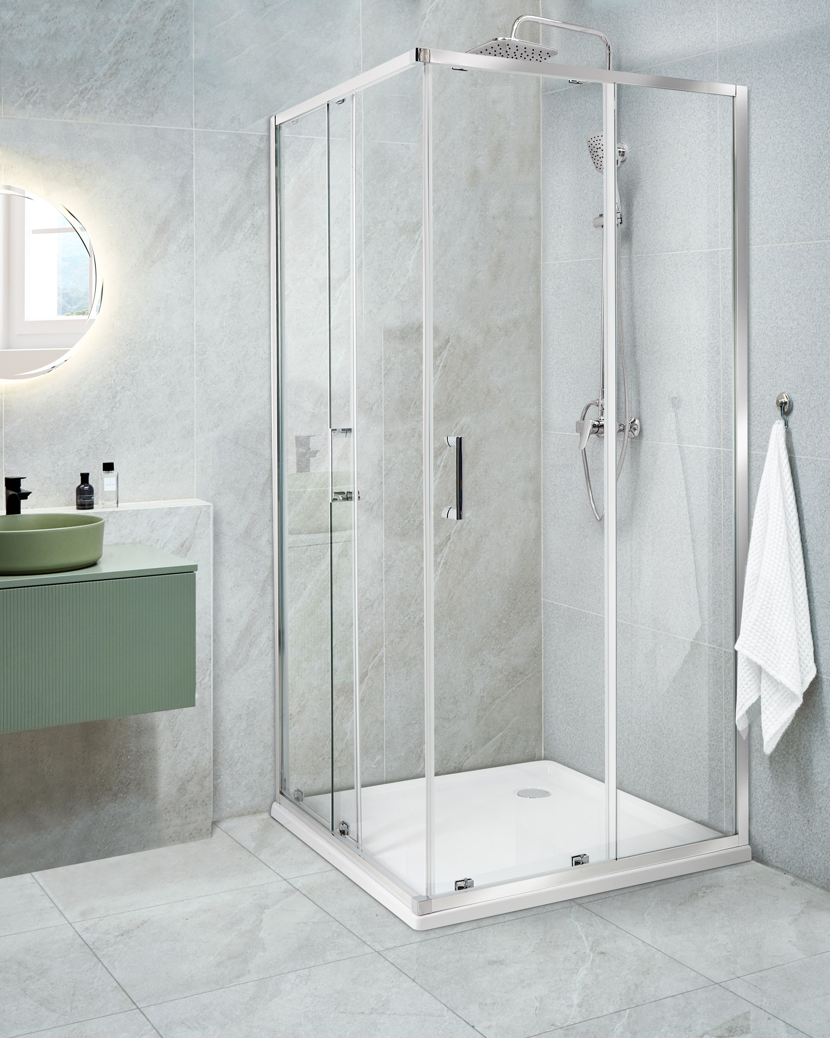 Shower Enclosure TELA 900 x 900 x 1850 mm Silver