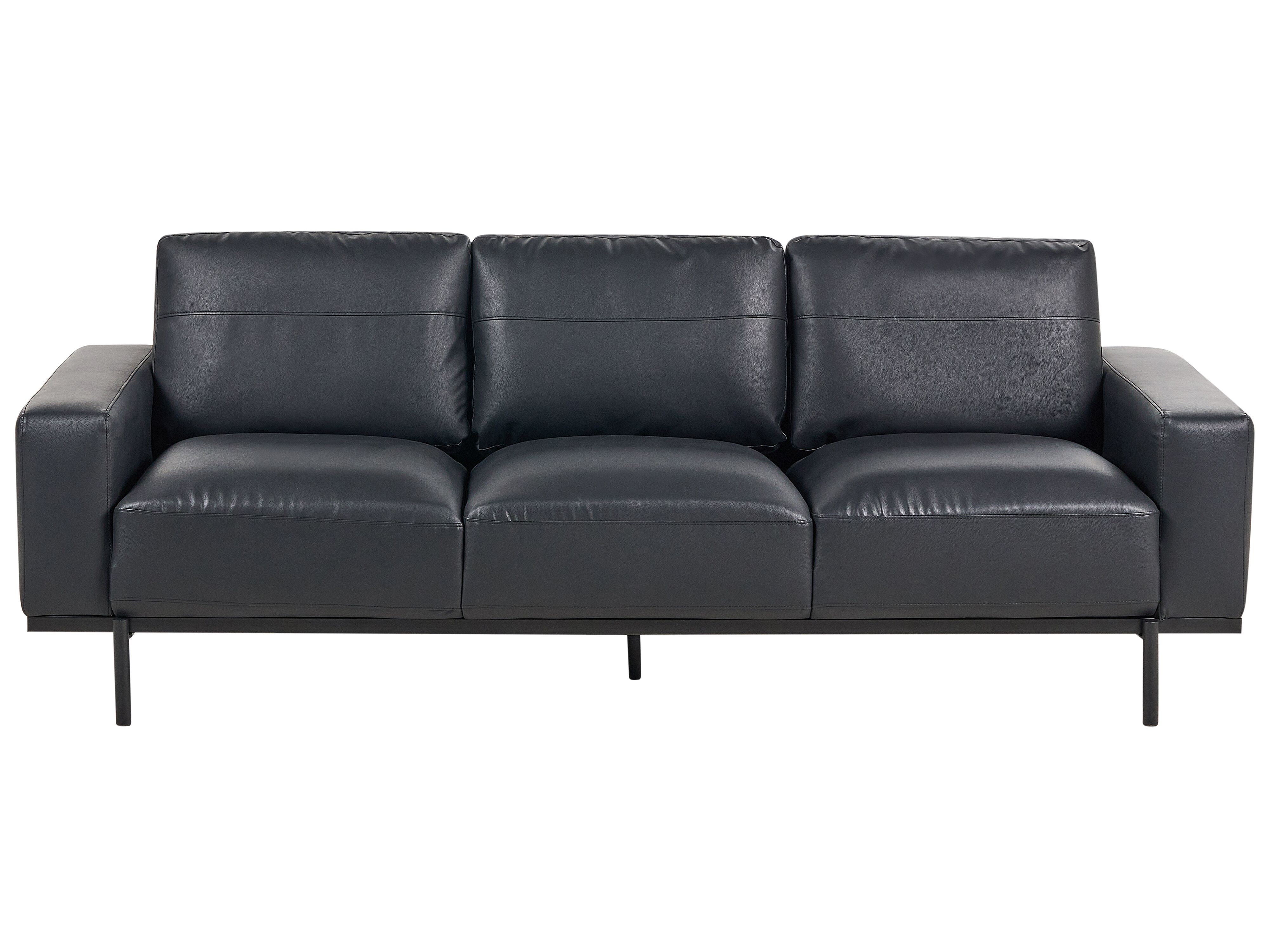 Sofa 3 Seater SOVIK Faux Leather Black