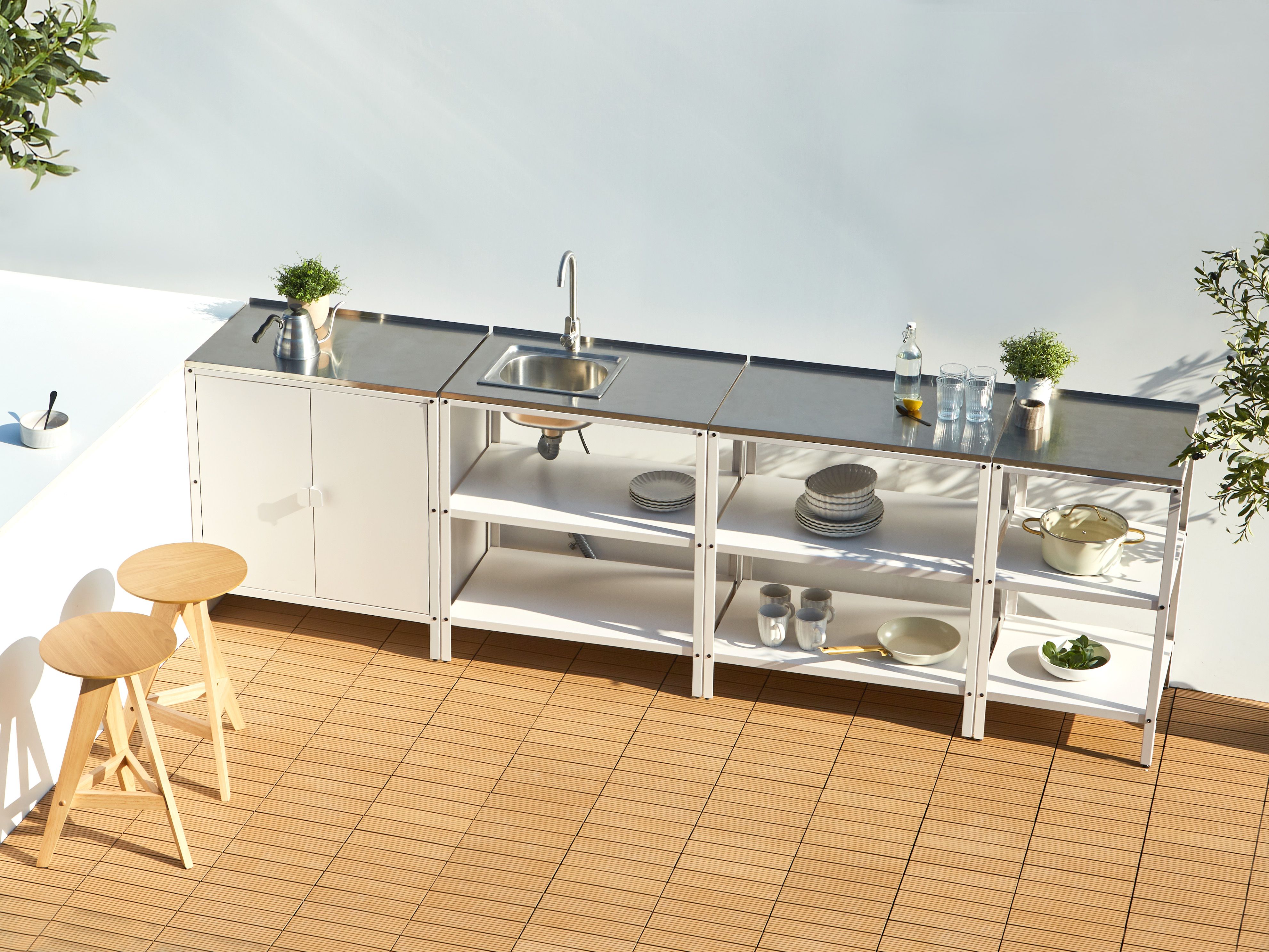 4 Piece Outdoor Kitchen Set with Sink VILAMA Metal White