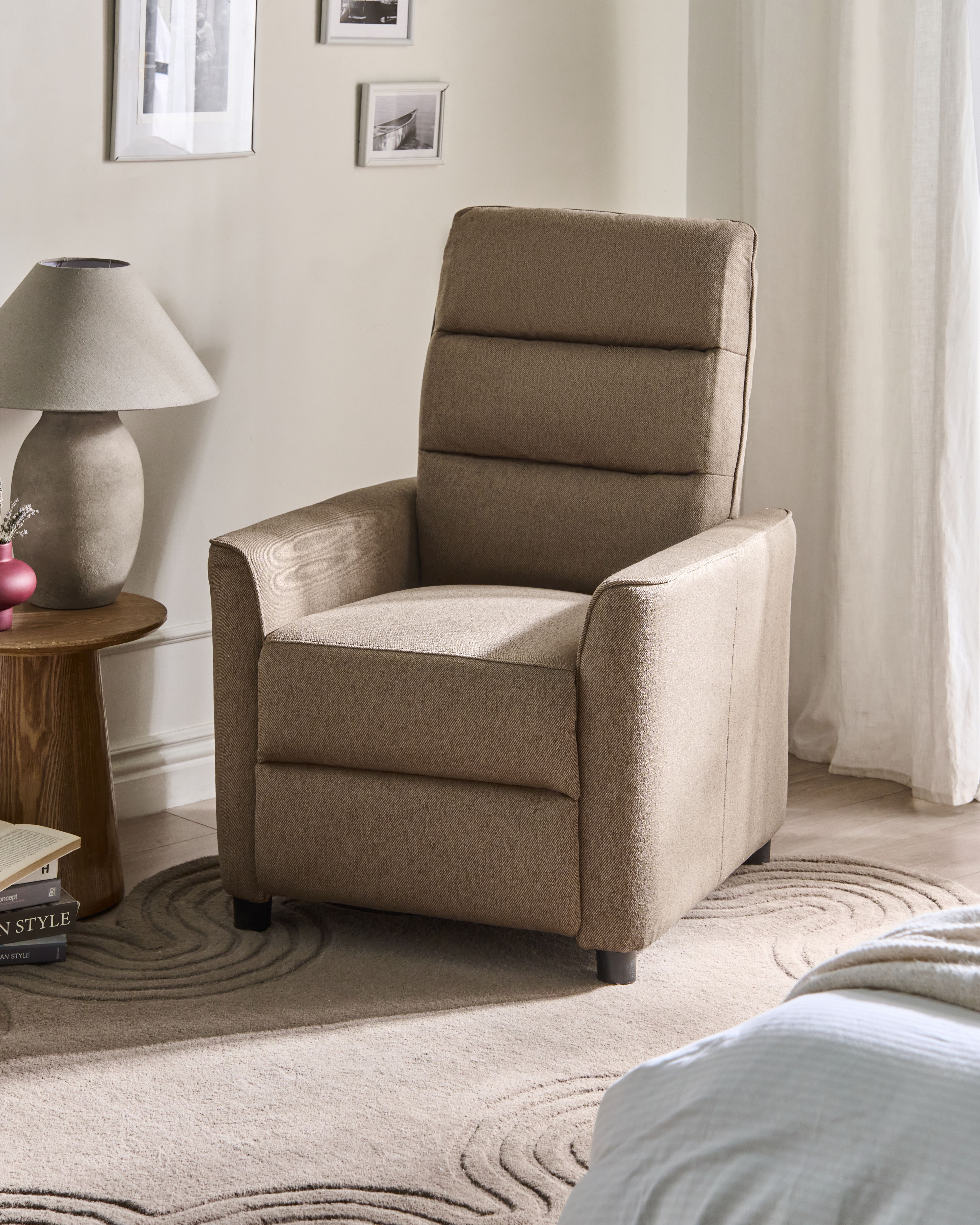 Recliner Chair SANDE with Footrest Fabric Brown