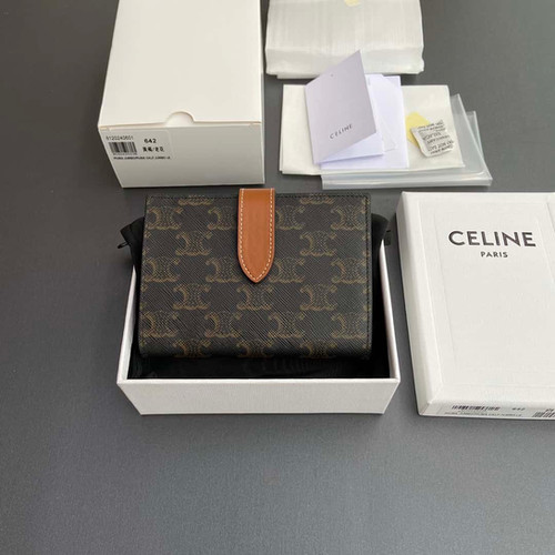 Celine TRIOMPHE logo medium sheep leather wallet