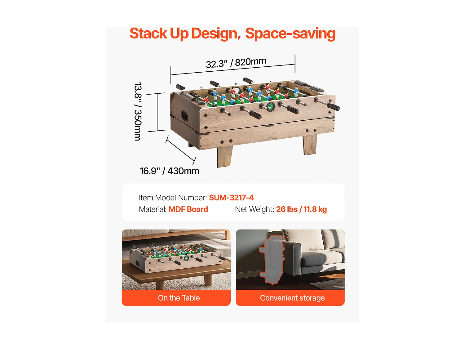 Table de Jeu Combinée 4 en 1 Air Hockey Baby-foot, Ping-pong, Billard, 82 cm – Multifonction, Compacte, d'Intérieur
