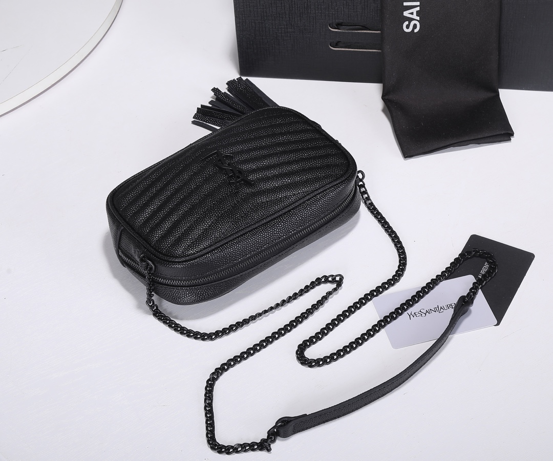 Replica Ysl Lou Mini Bag Black/Silver Hardware1:1High-quality replica