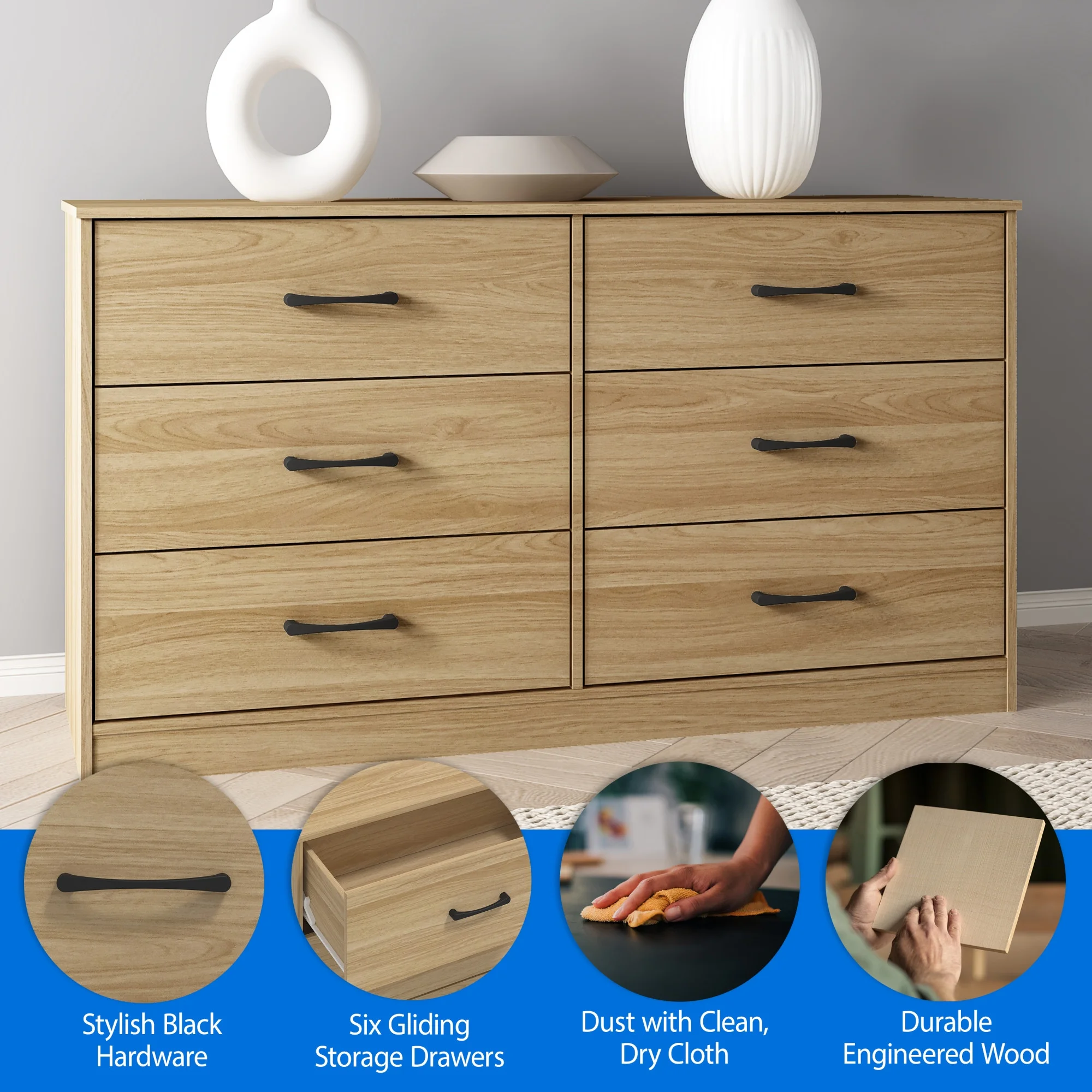 Mainstays Ardent 6 Drawer Dresser, White - Image 45