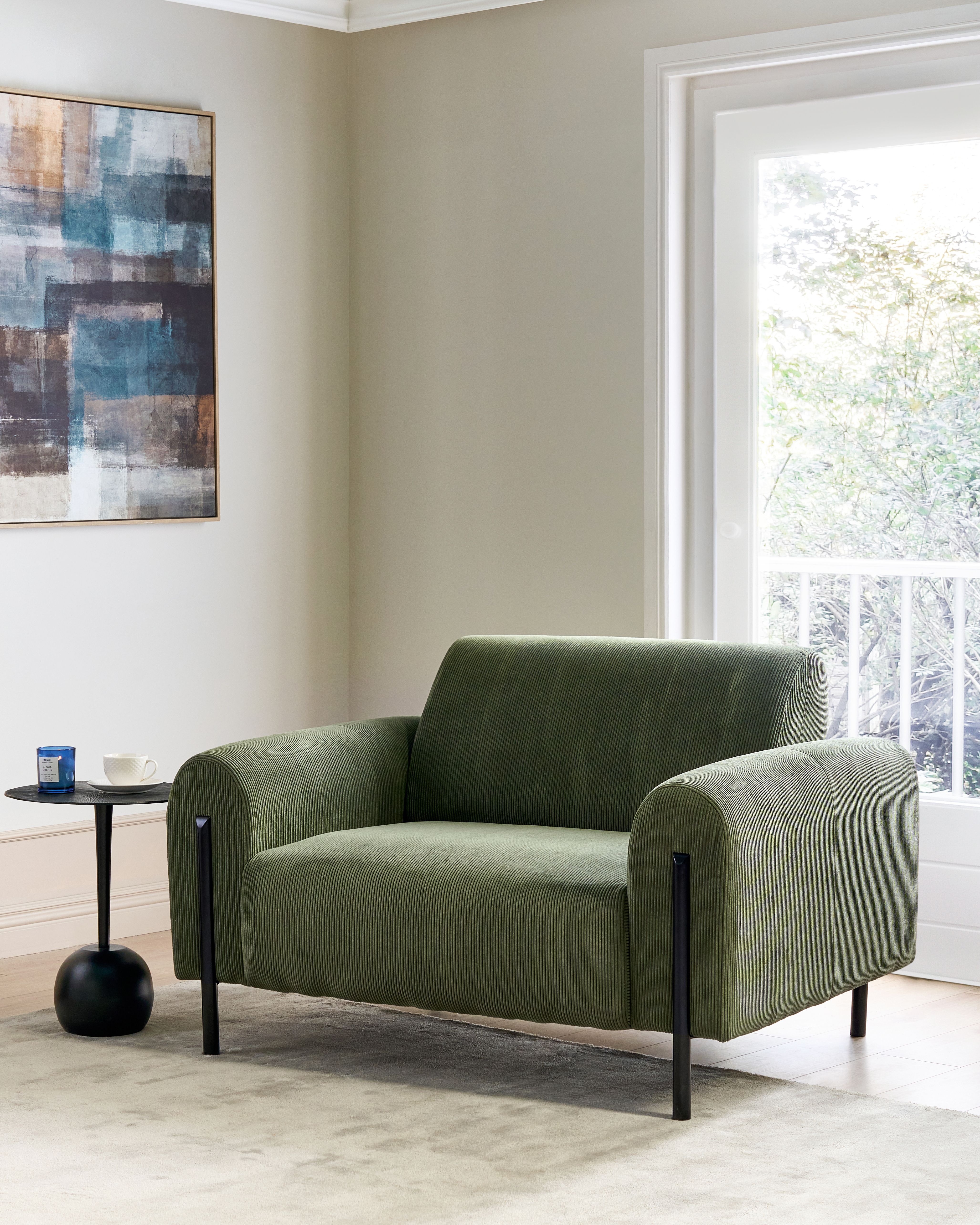 Armchair ASKIM Corduroy Olive Green
