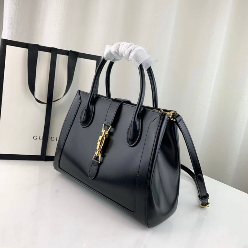 Replica Gucci Jackie 1961 Medium Tote Bag In Black Leather 6490161:1High-quality replica