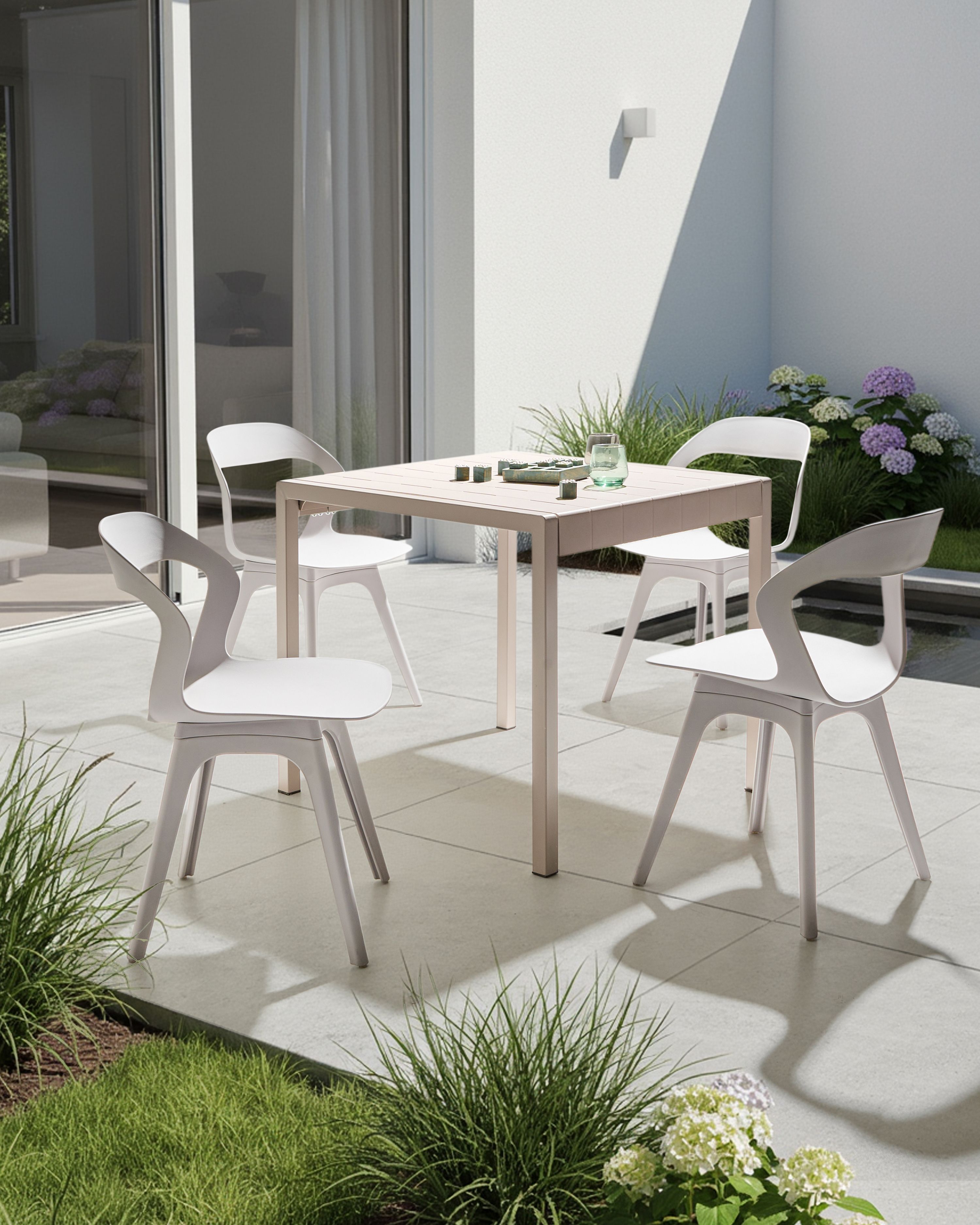 Set of 4 Garden Chairs LACHANIA Taupe