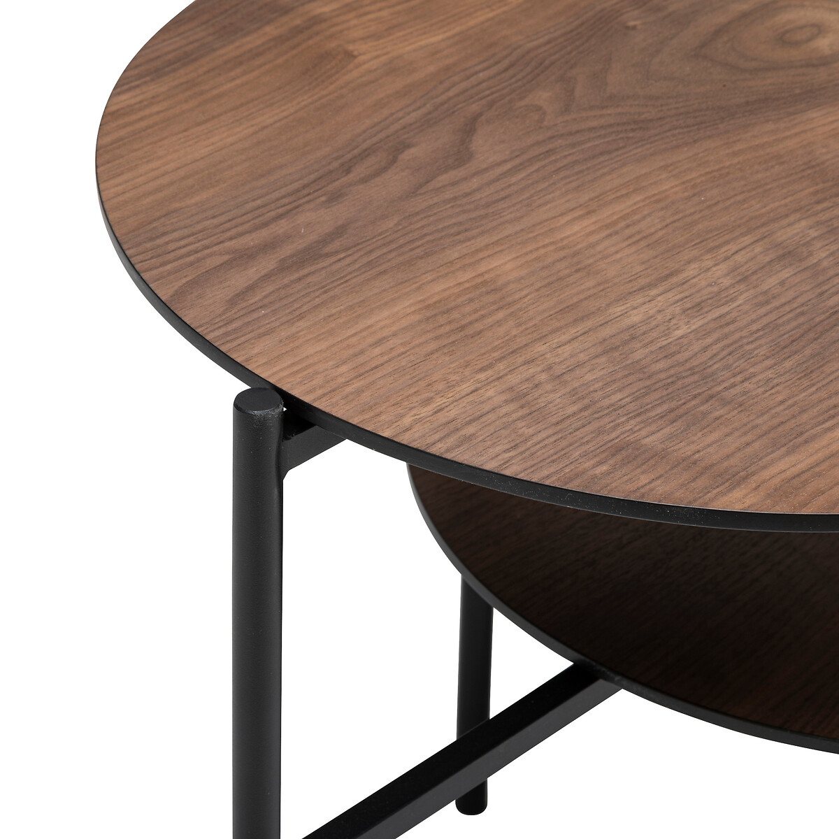 2-tier coffee table "Kemi" Walnut & metal veneer, 118x43 cm, 2 levels