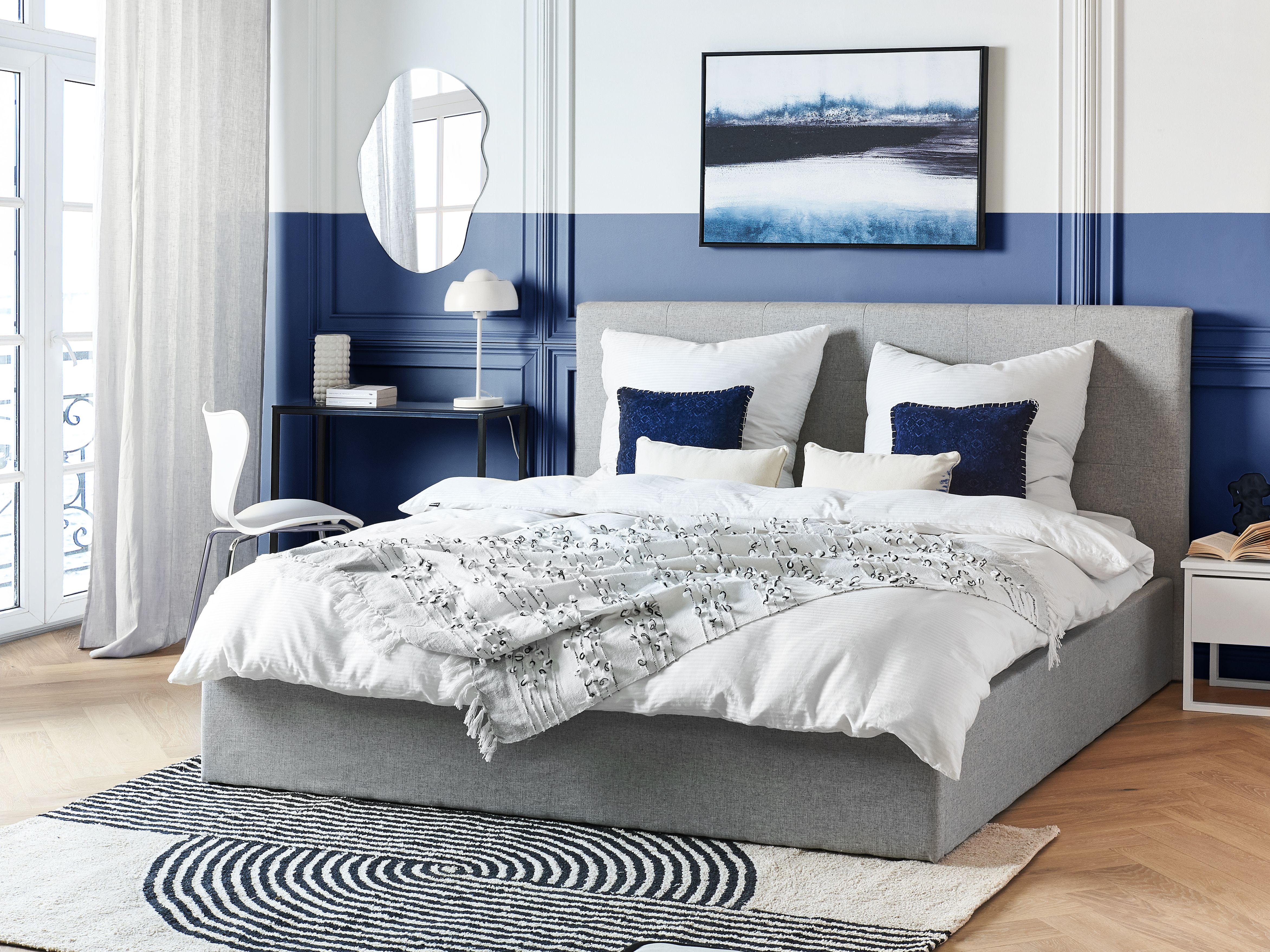 Ottoman Bed Fabric LORIENT 180 x 200 cm (EU Super King) Grey