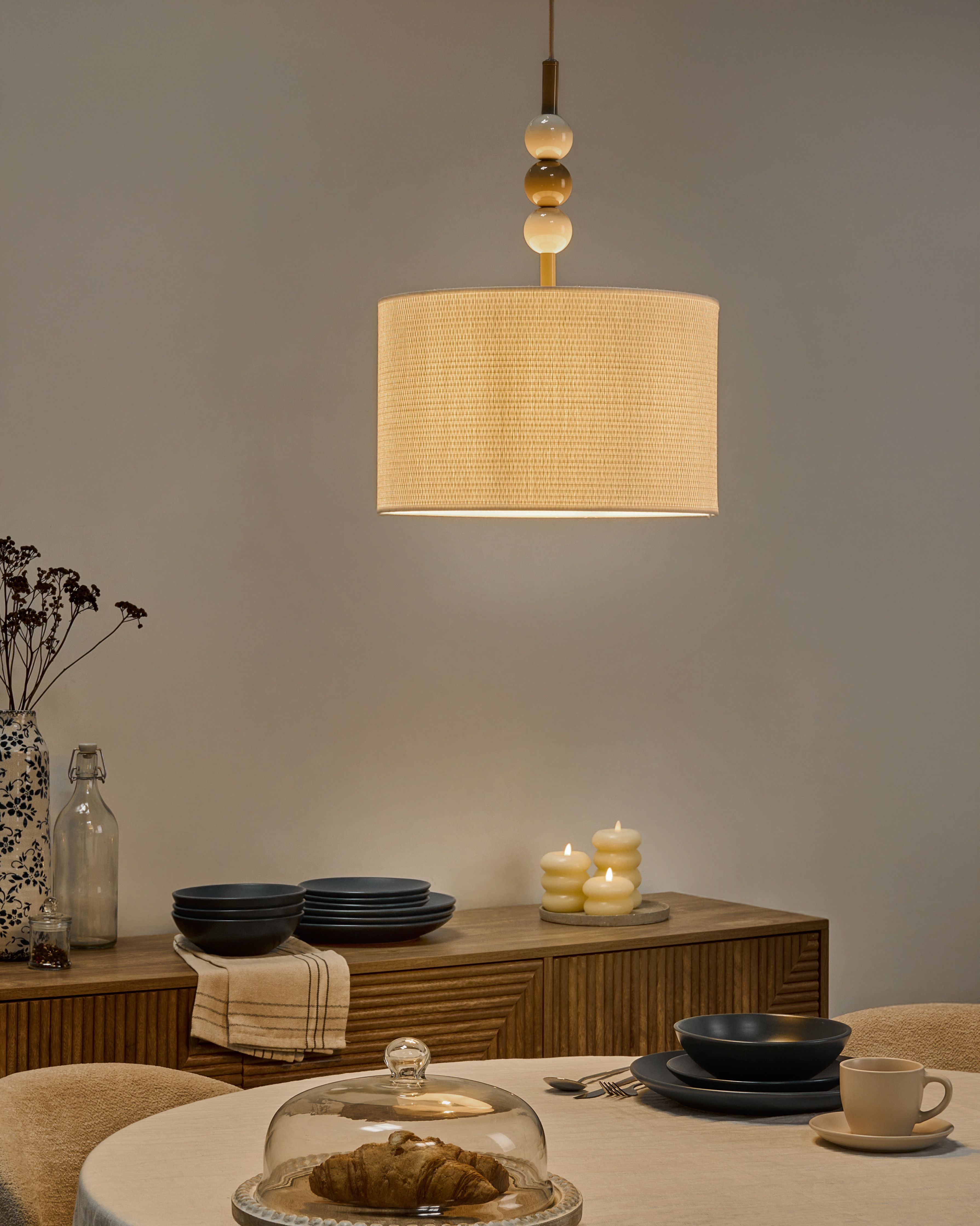 Pendant Lamp LOKY Metal White/ Beige