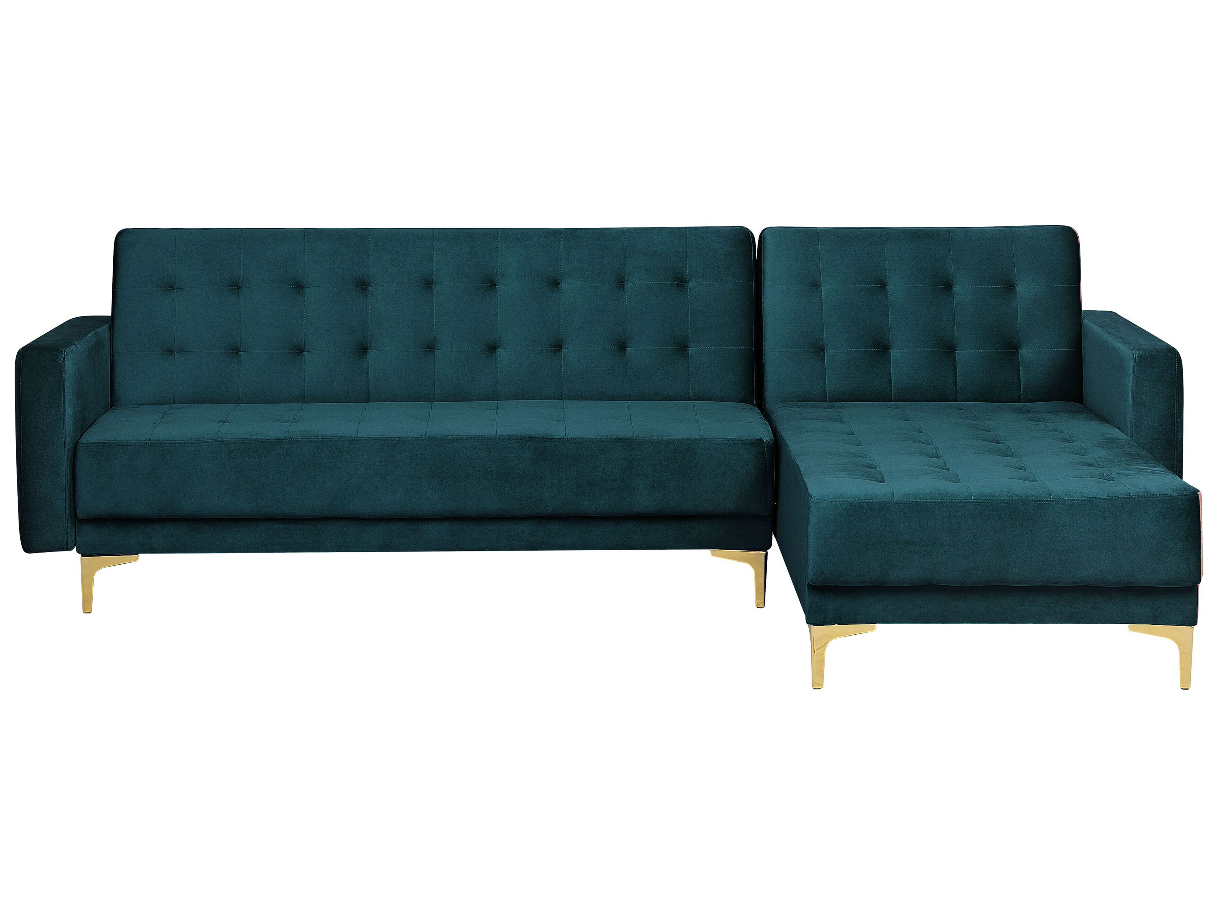 Modular Corner Sofa Bed 4 Seater ABERDEEN Velvet Teal Left Hand