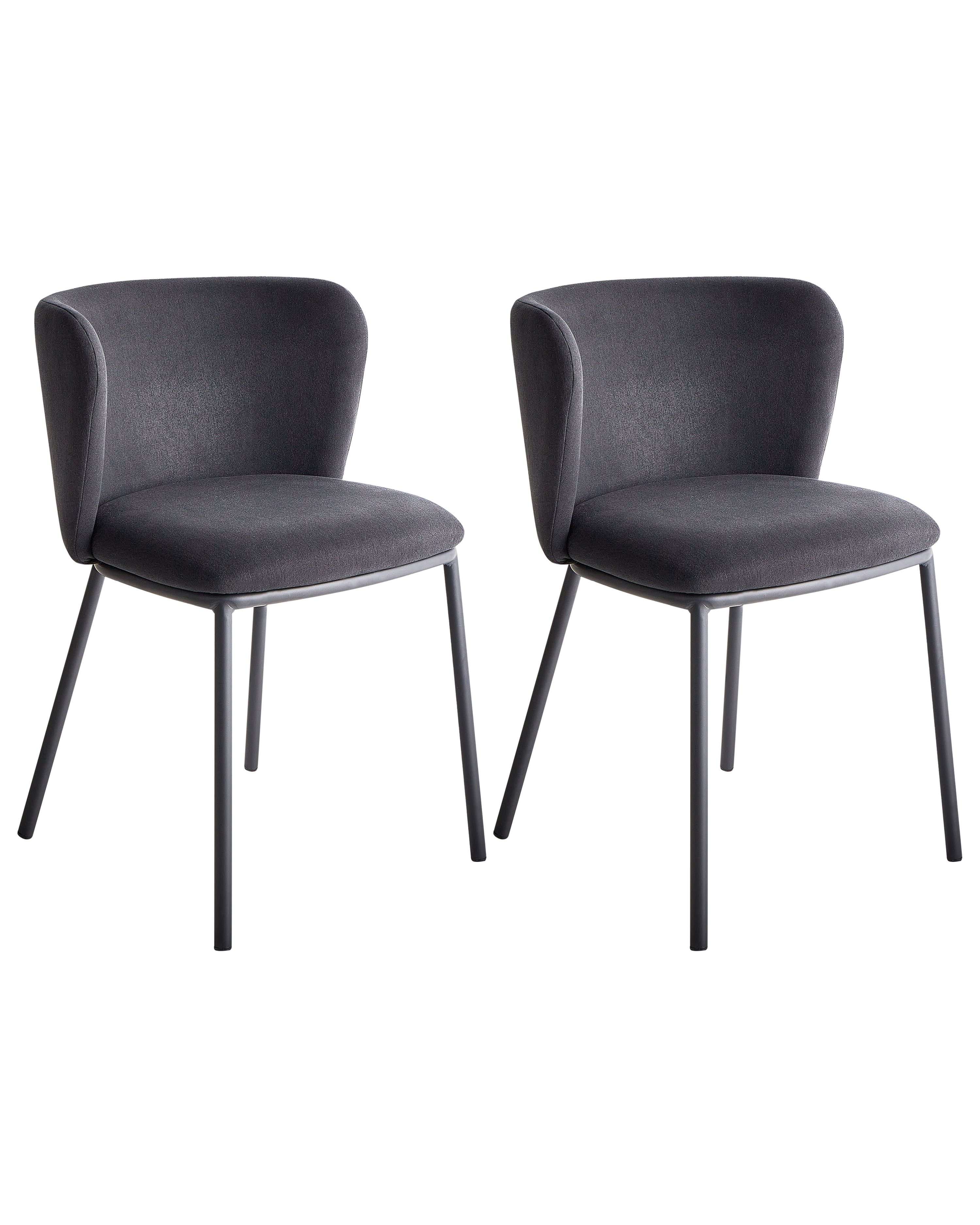 Set of 2 Dining Chairs MINA Fabric Black